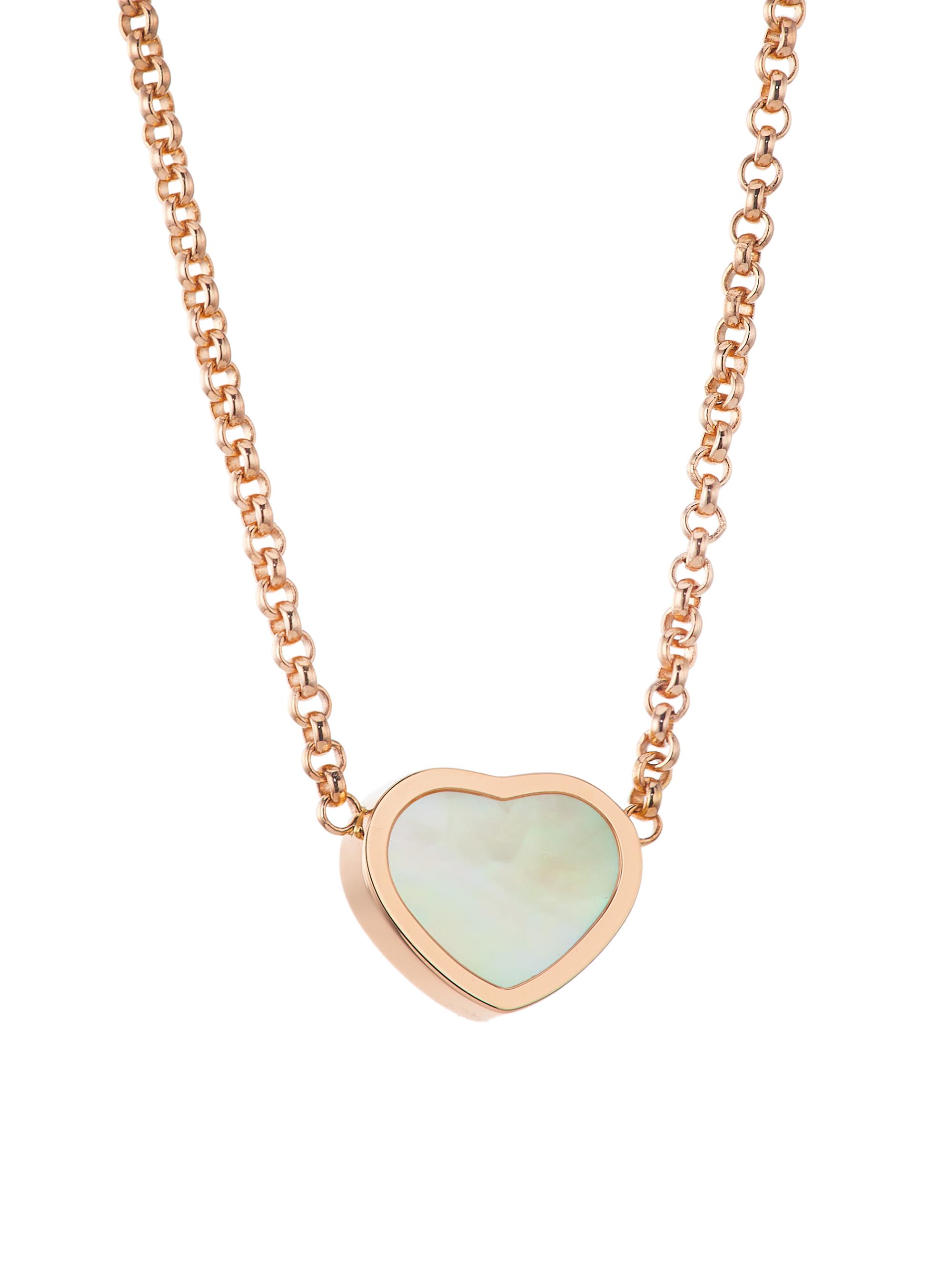 Chopard Women's My Happy Hearts 18K Rose Gold & Mother-Of-Pearl Heart Pendant Necklace - Pink