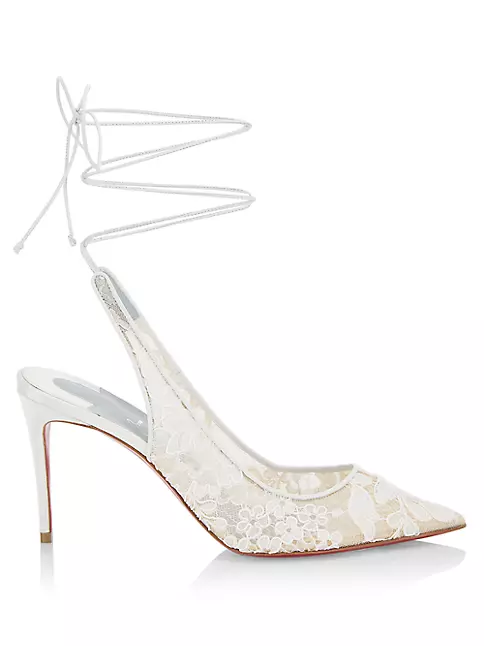 Lace Up Kate - 85 mm Pumps - Mesh, lace Mariée and leather - Off