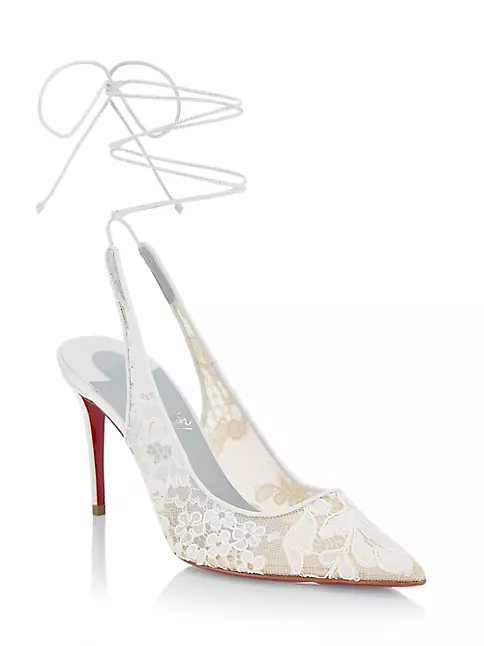 Lace Up Kate - 85 mm Pumps - Mesh, lace Mariée and leather - Off white -  Christian Louboutin