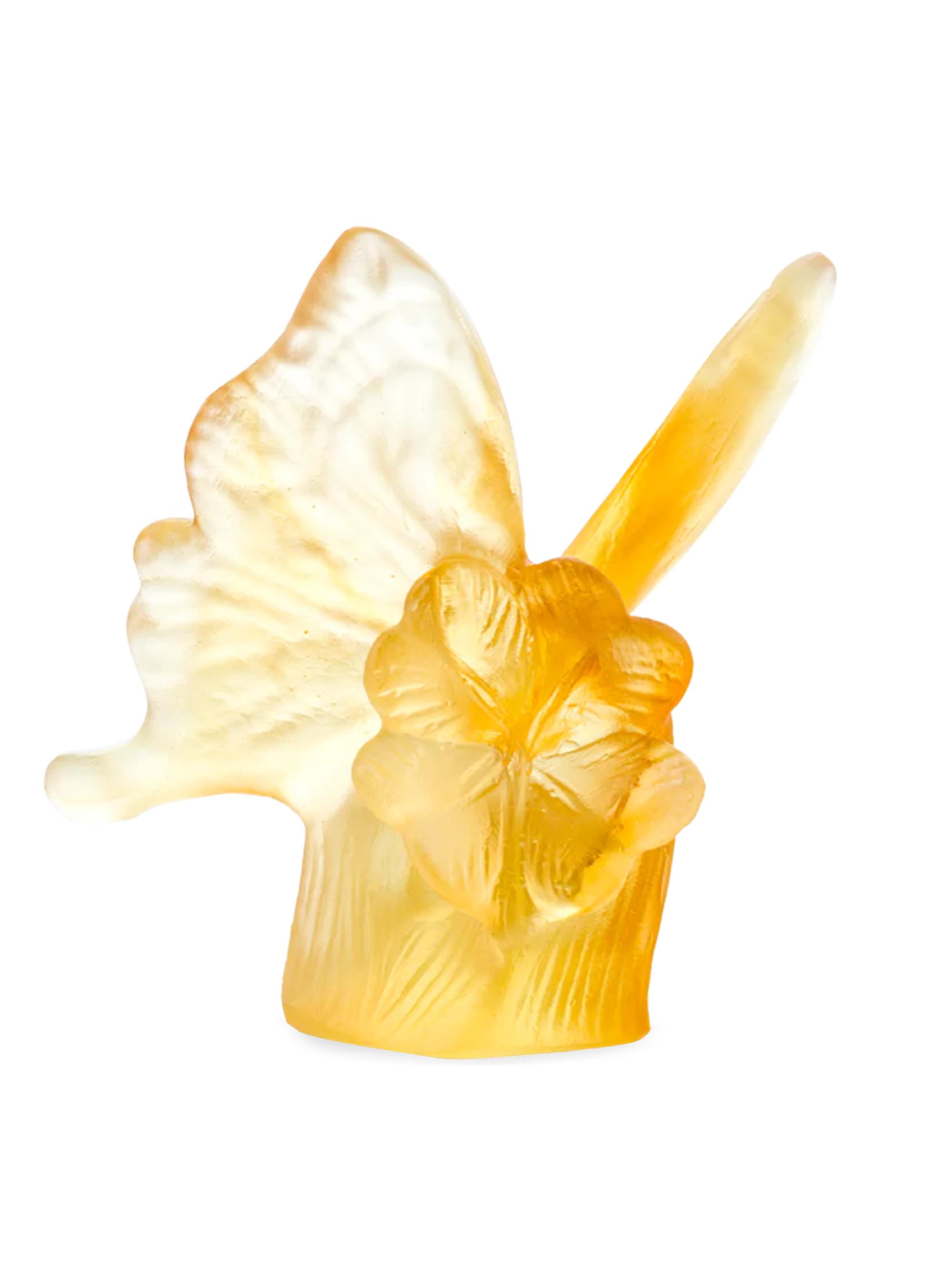 Daum Crystal Butterfly Statue - Yellow