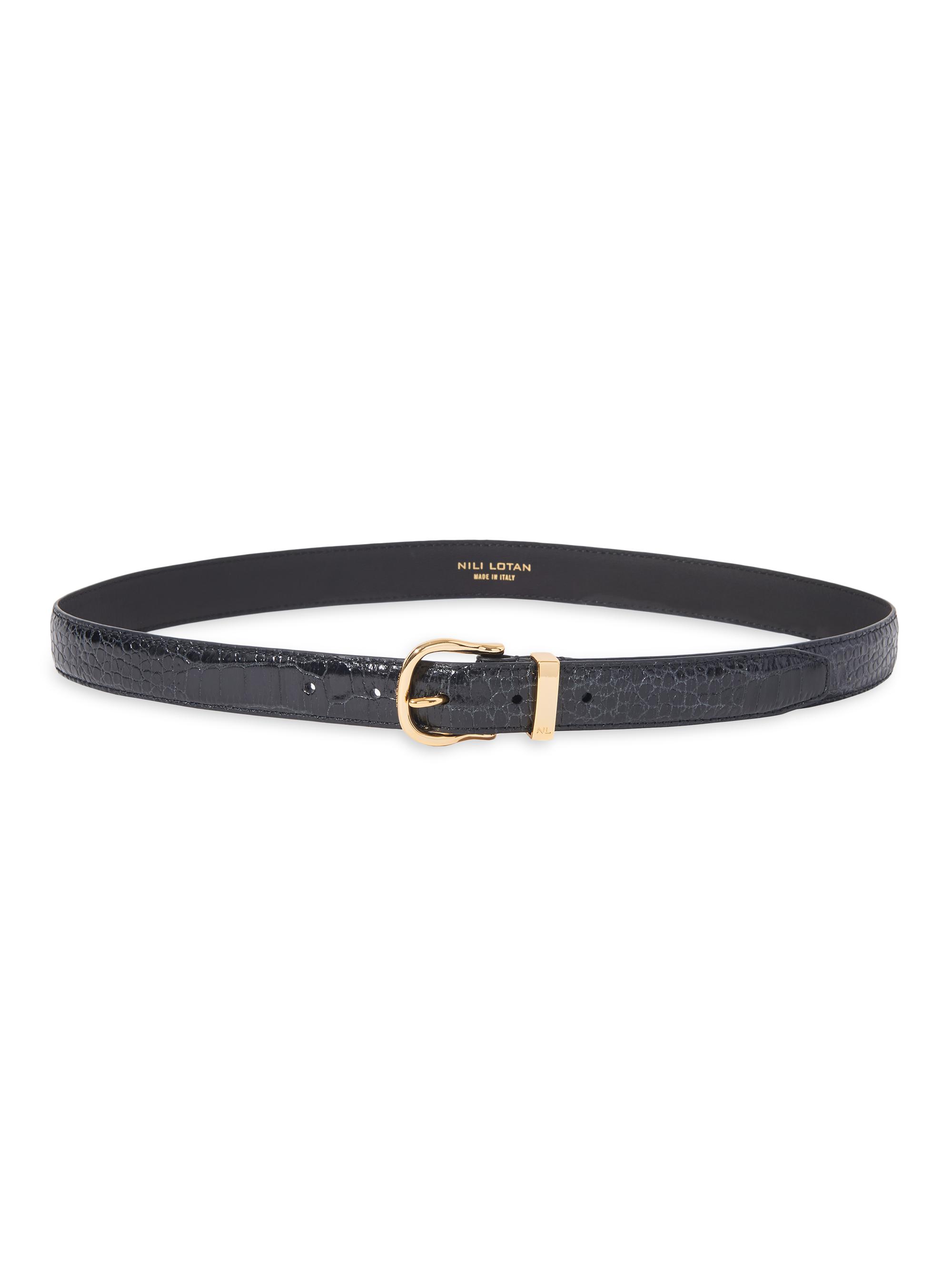 Jane Alligator-Embossed Leather Belt