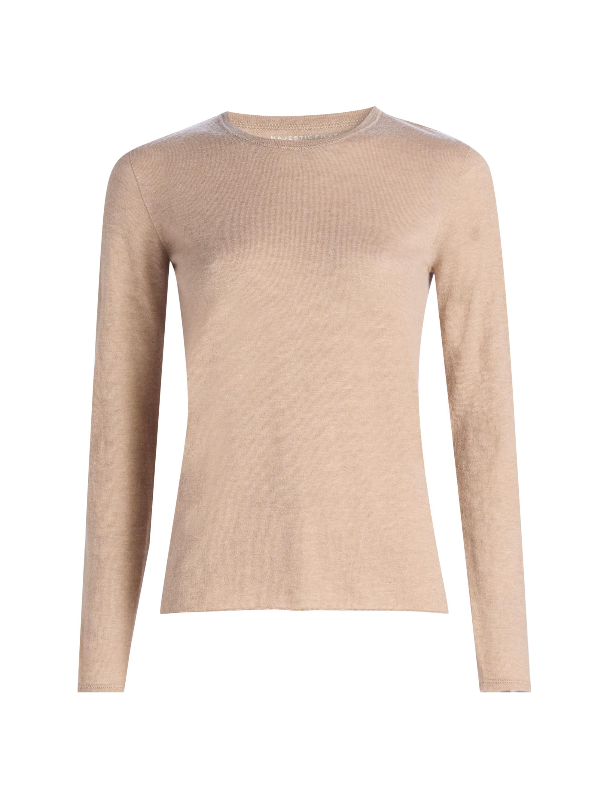 Majestic Filatures Women's Cashmere Crewneck Sweater - Cord Chine