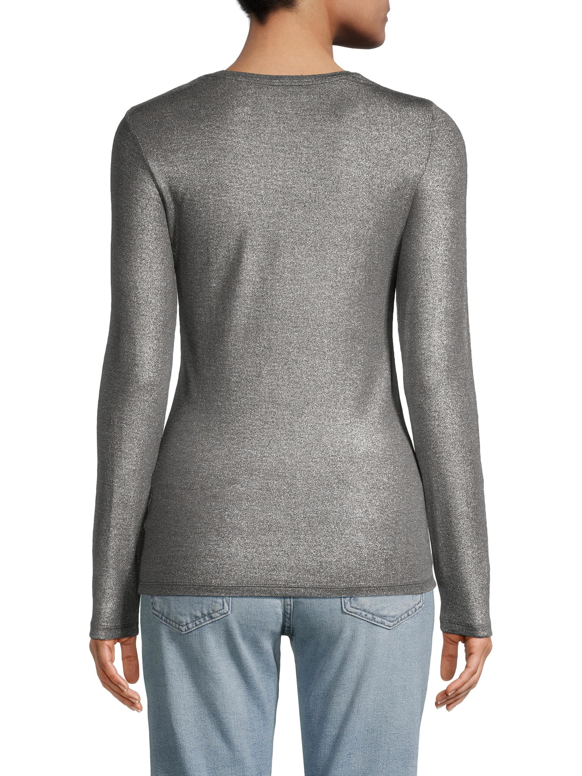 Soft Touch Striped Semi Relaxed Crewneck in Anthracite Chine/Black