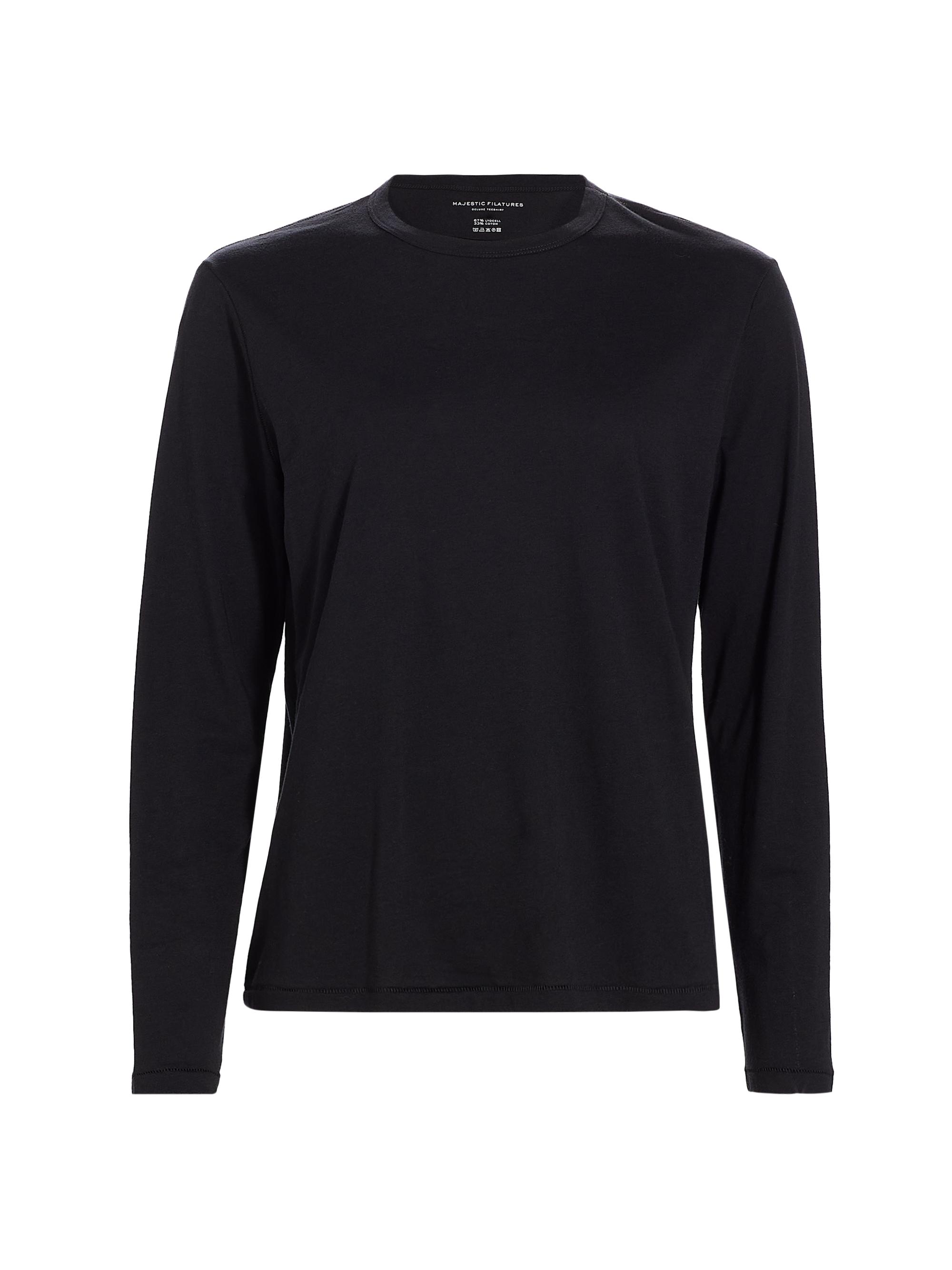 Majestic Filatures Women's Long-Sleeve Semi Relaxed Crewneck Top - Noir