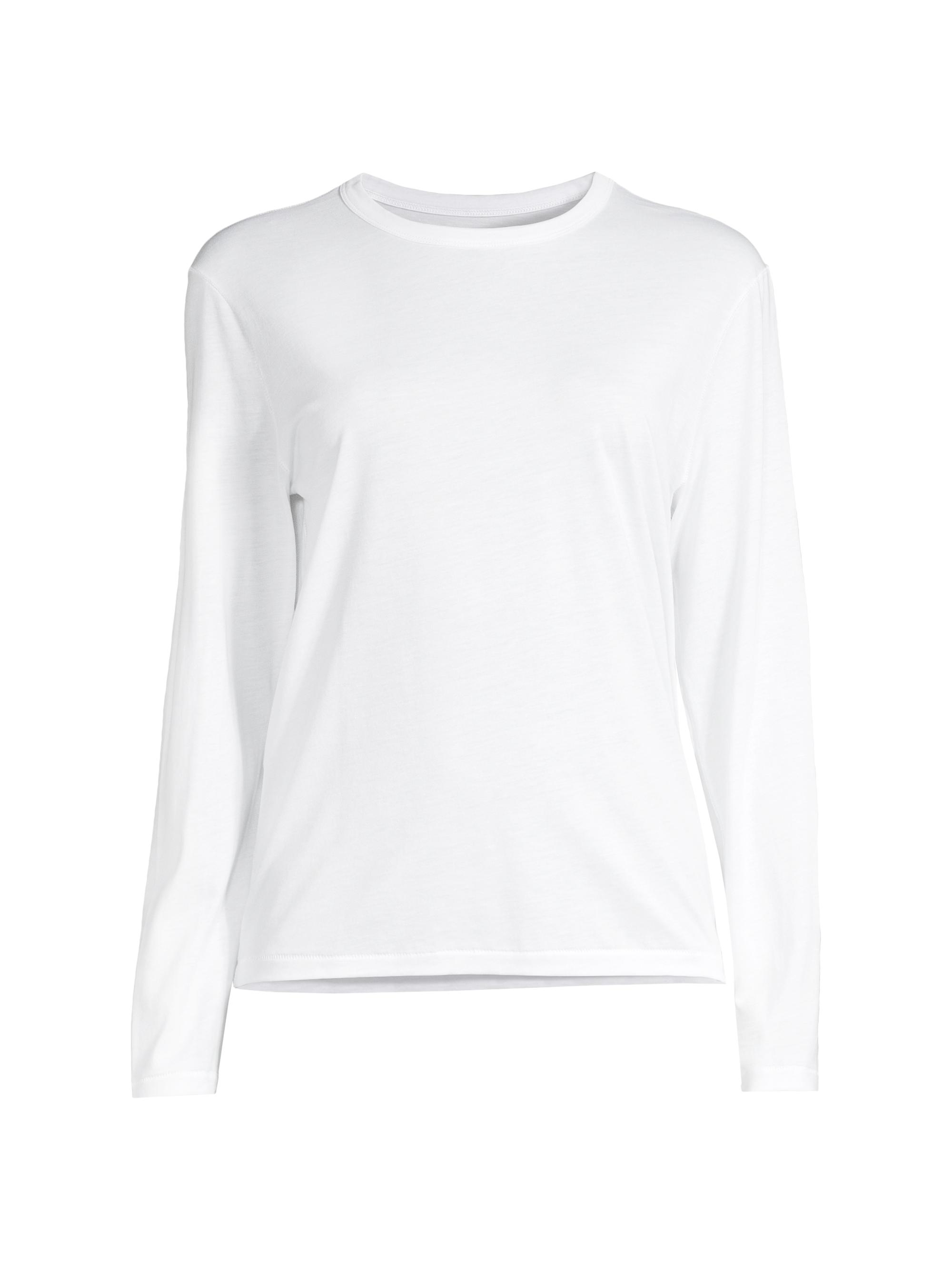 Majestic Filatures Women's Long-Sleeve Semi Relaxed Crewneck Top - White