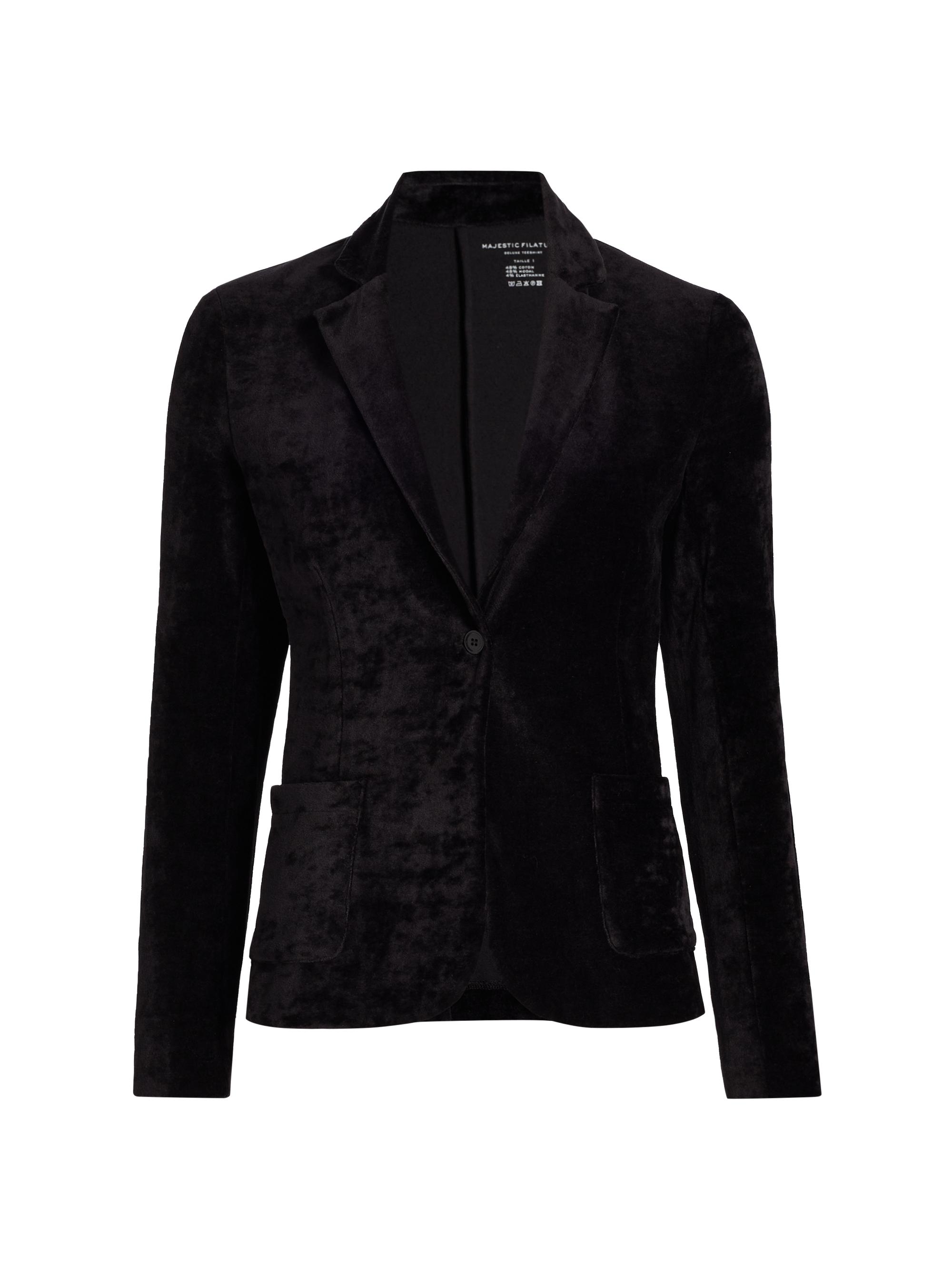 Majestic Filatures Women's Velour One-Button Blazer - Noir