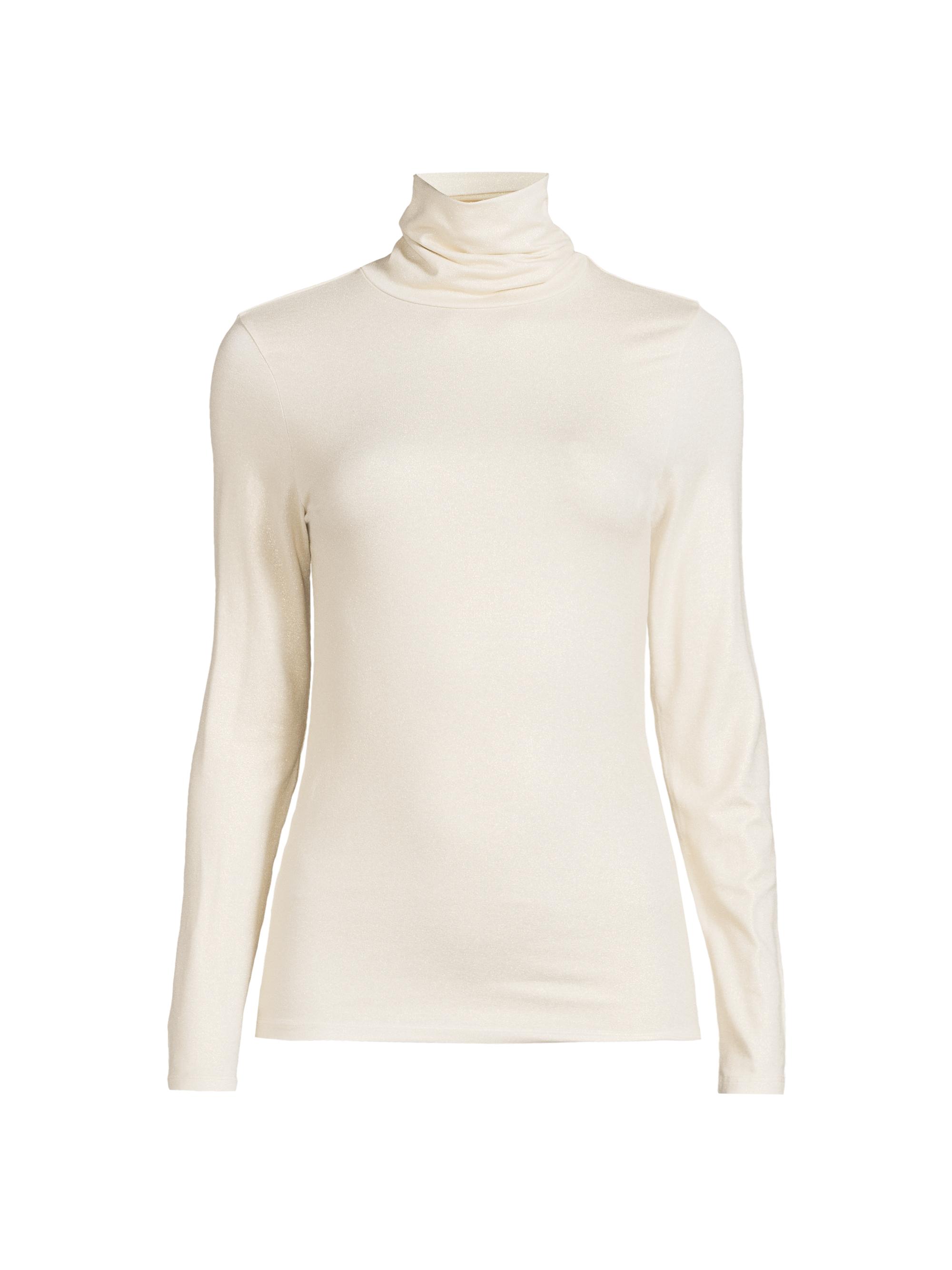 Majestic Filatures Women's Soft Touch Metallic Turtleneck Top - Blanc