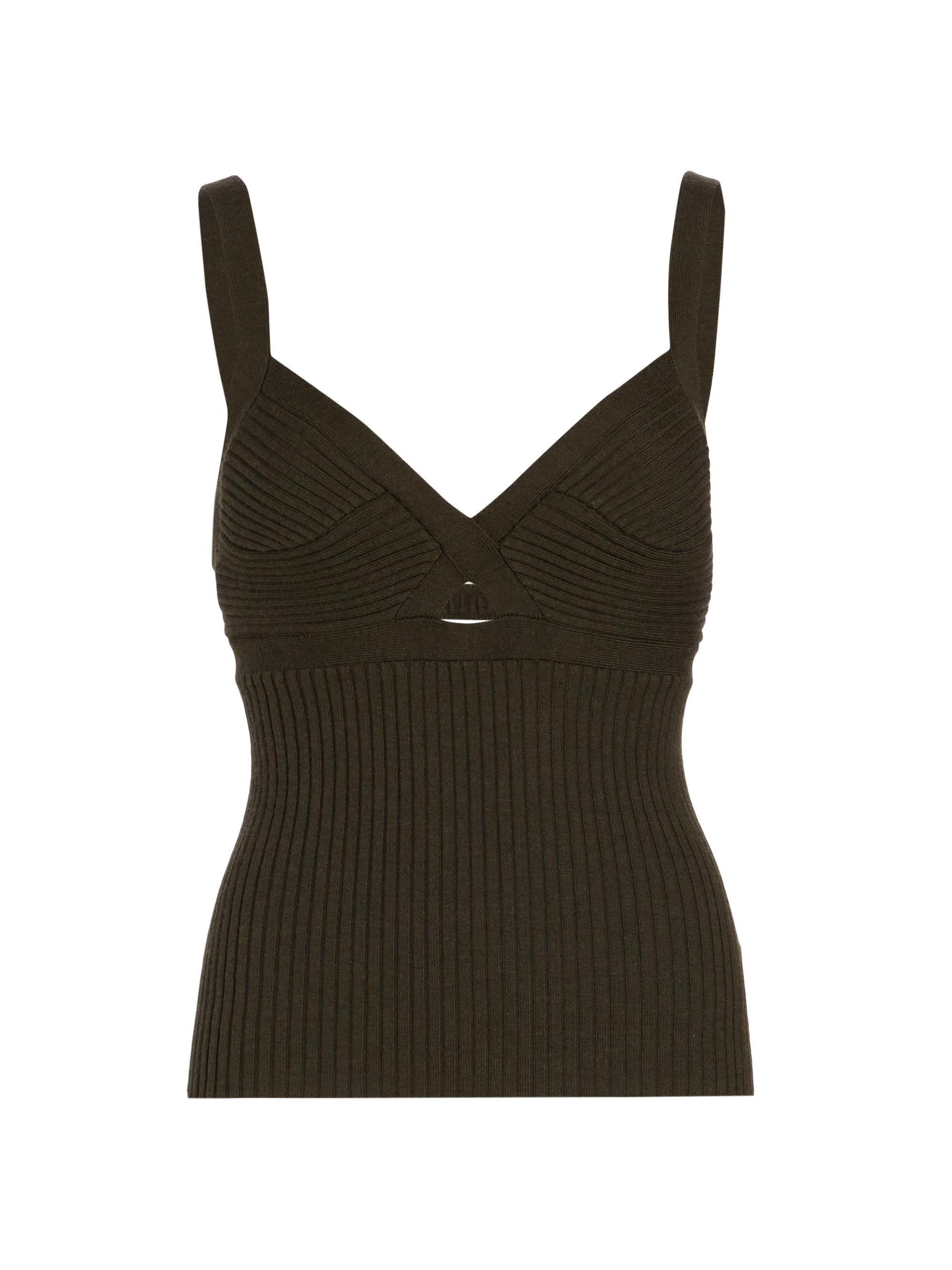 TWP Women's Cut-Out Cashmere Tank - Dark Olive Multi