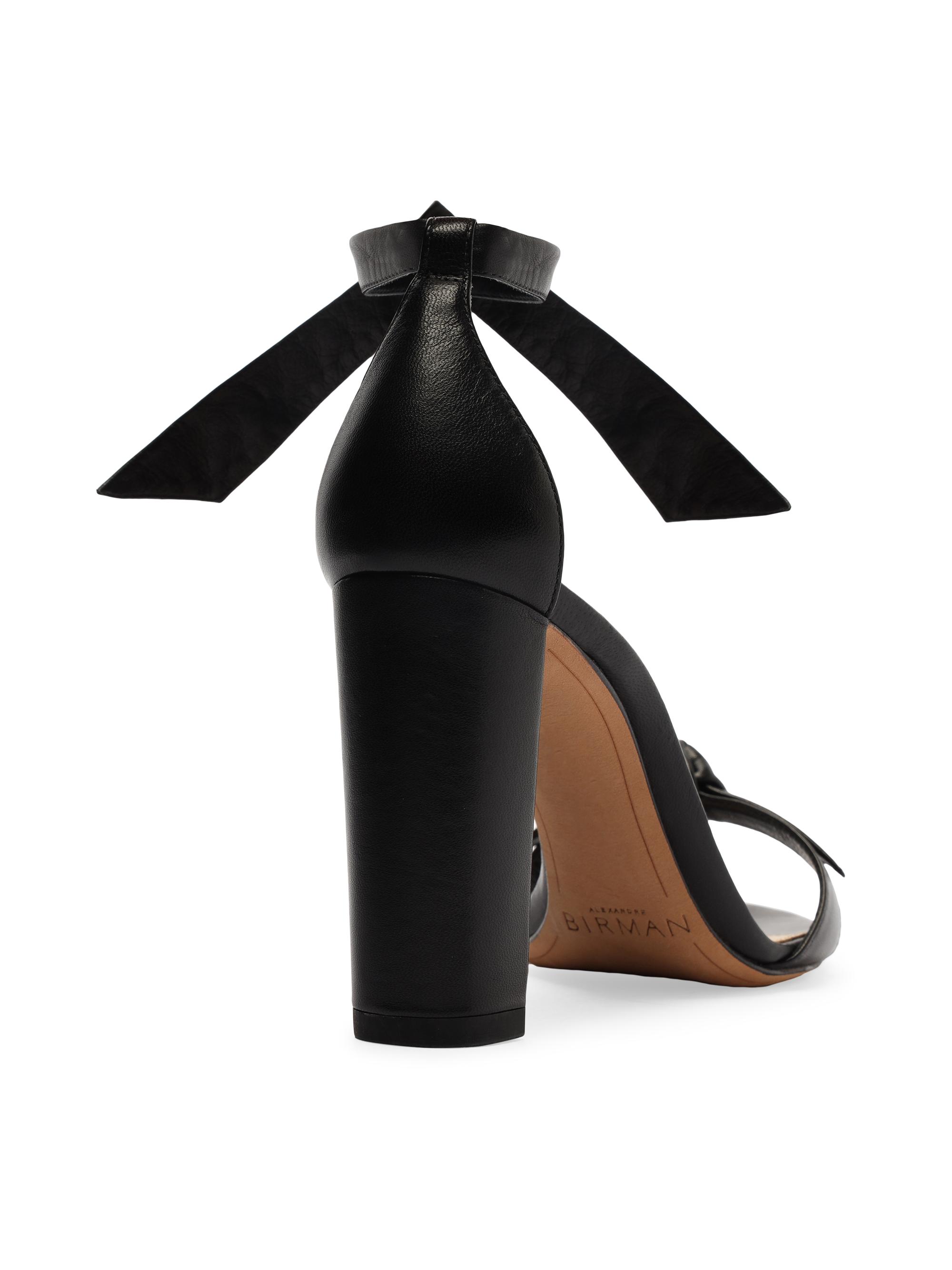 Alexandre Birman Women's Clarita 90MM Leather Tie Block-Heel Sandals - Black - detail view in Black