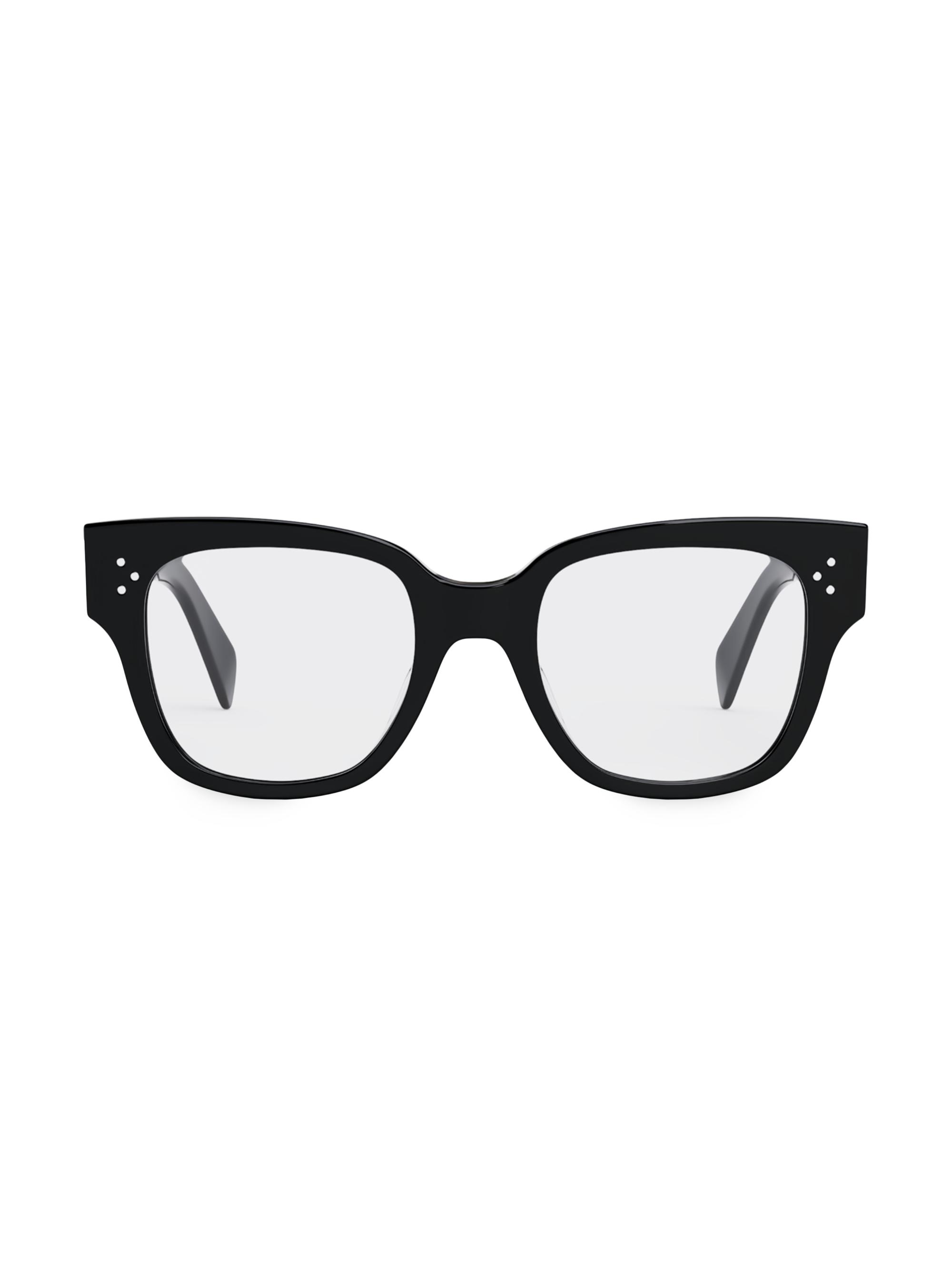 CELINE Women's Bold 3 Dots 52MM Rectangular Eyeglasses - Shiny Black | Thumbnail 7
