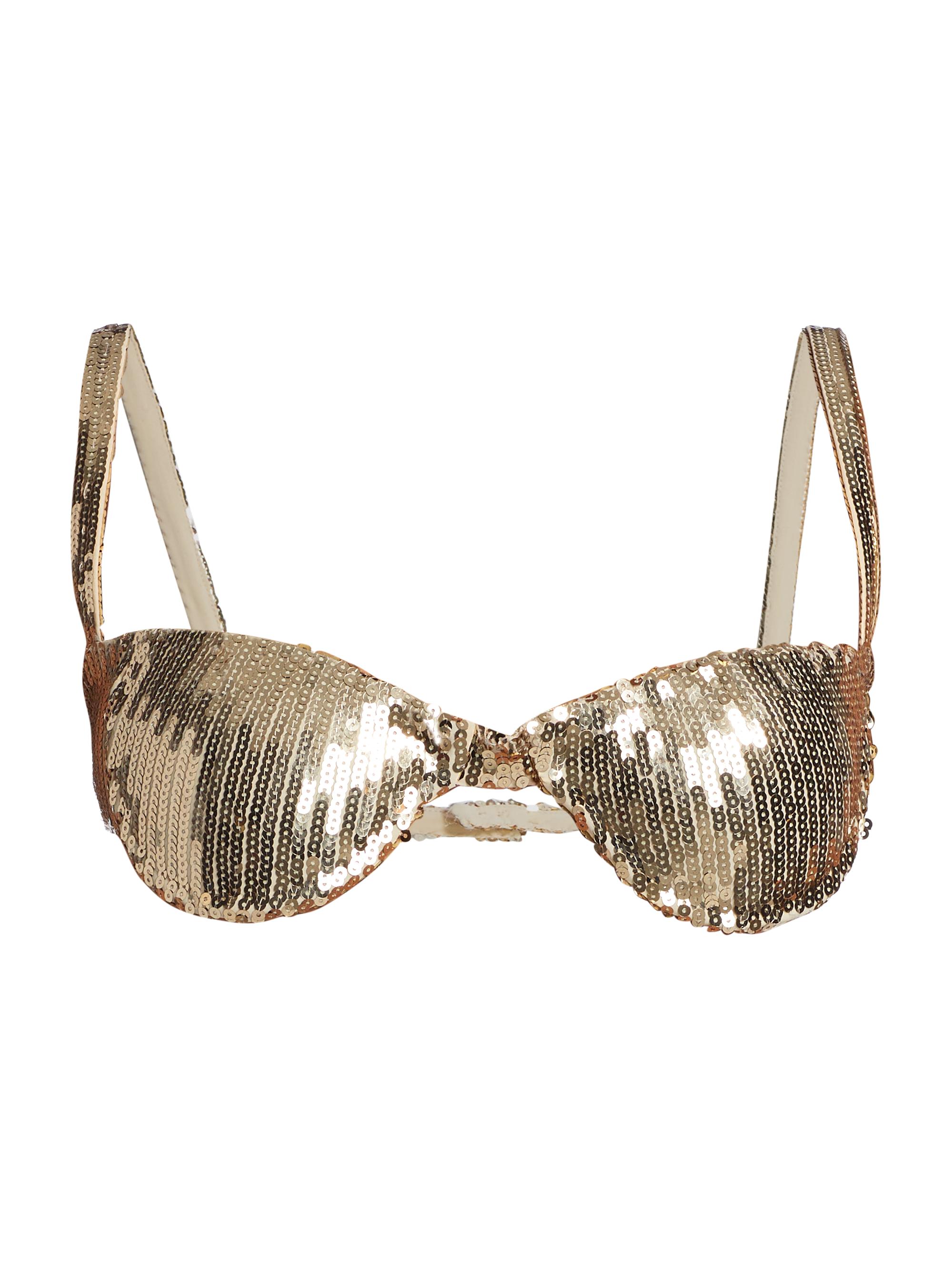 LaQuan Smith Women's Sequined Underwire Bra Top - Gold