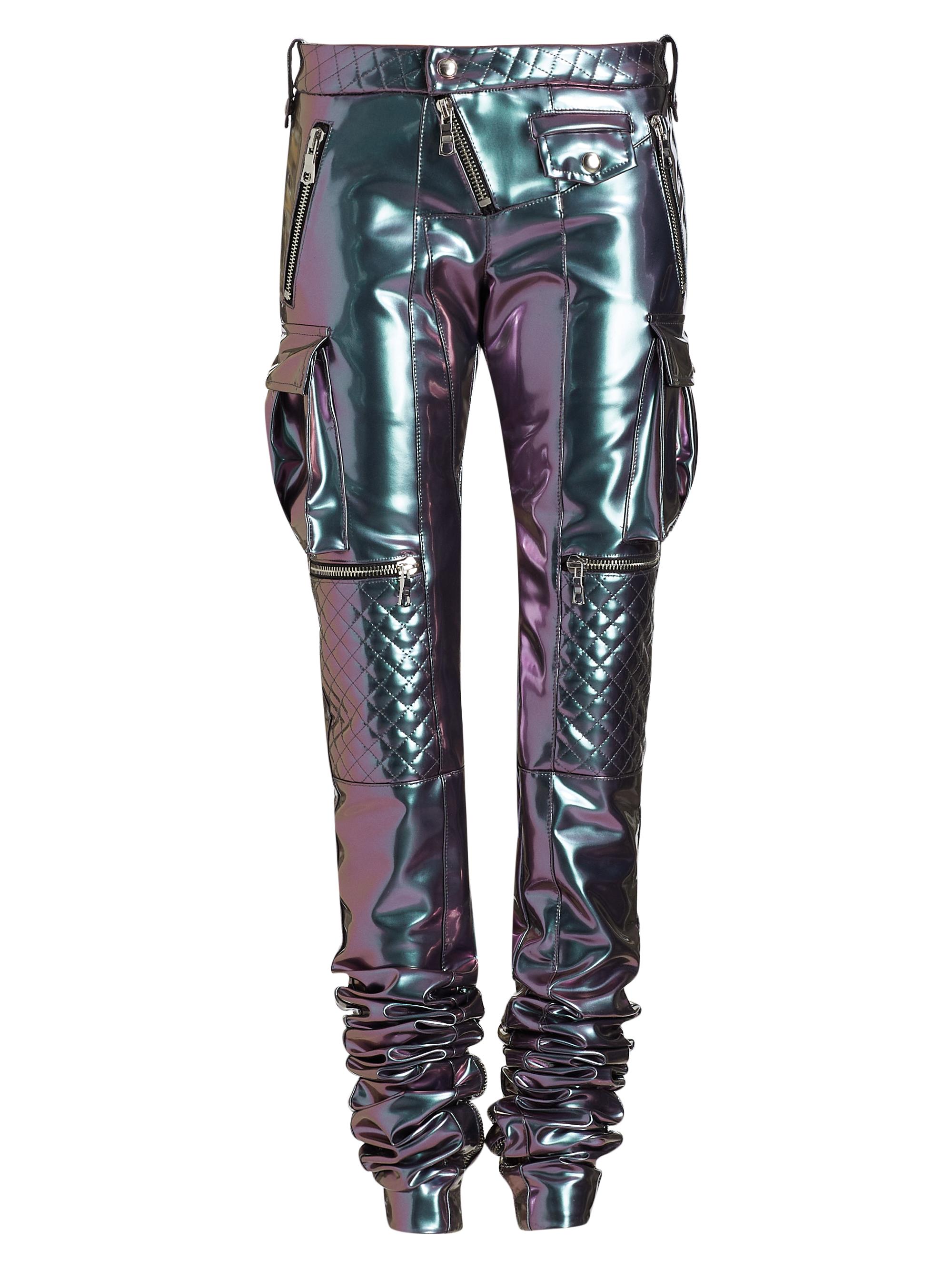 LaQuan Smith Women's Iridescent Moto Skinny Pants - Iridescent Violet