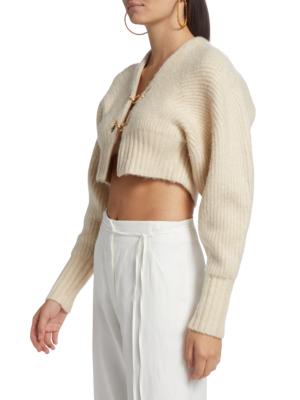 Cult Gaia Casella ribbed-knit cropped cardigan - Neutrals