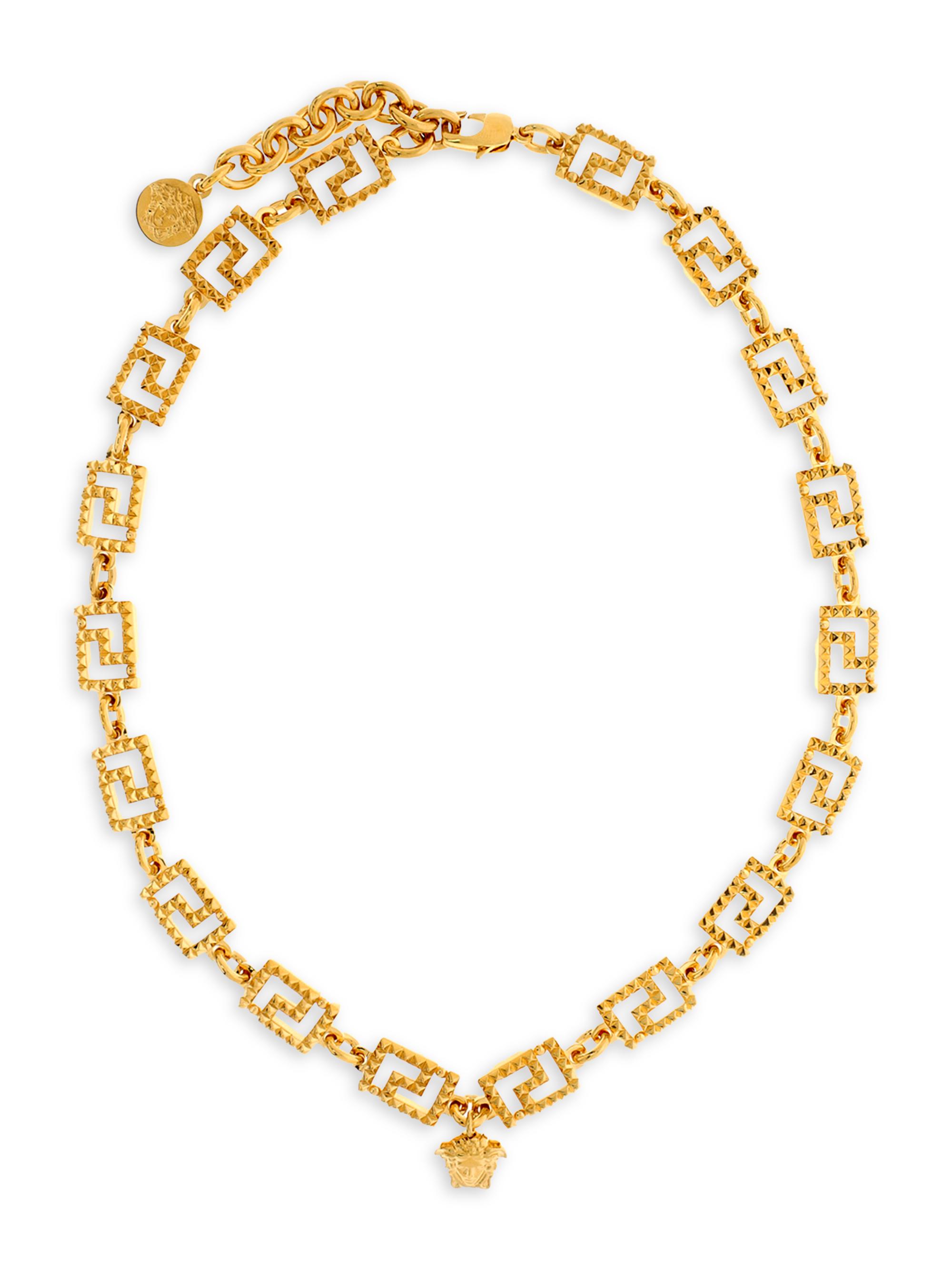 Versace Men's Medusa Medallion Greca Necklace -  Gold