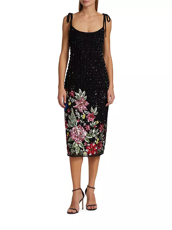 Pencil Mesh Dress with Moon Lace and Moon Motif