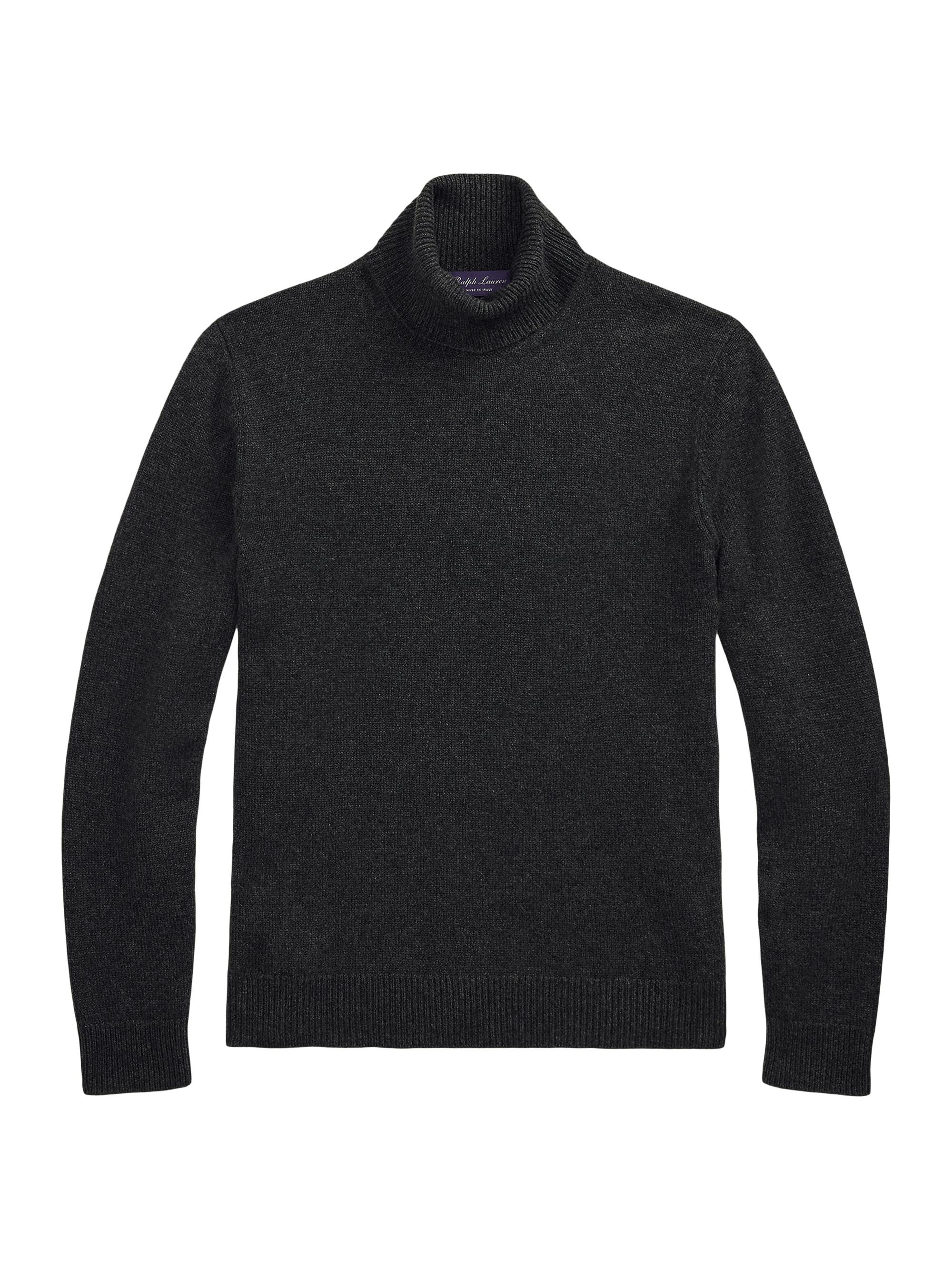 Ralph Lauren Purple Label Men's Cashmere Turtleneck Sweater - Dark Grey Melange - Women's Clothing