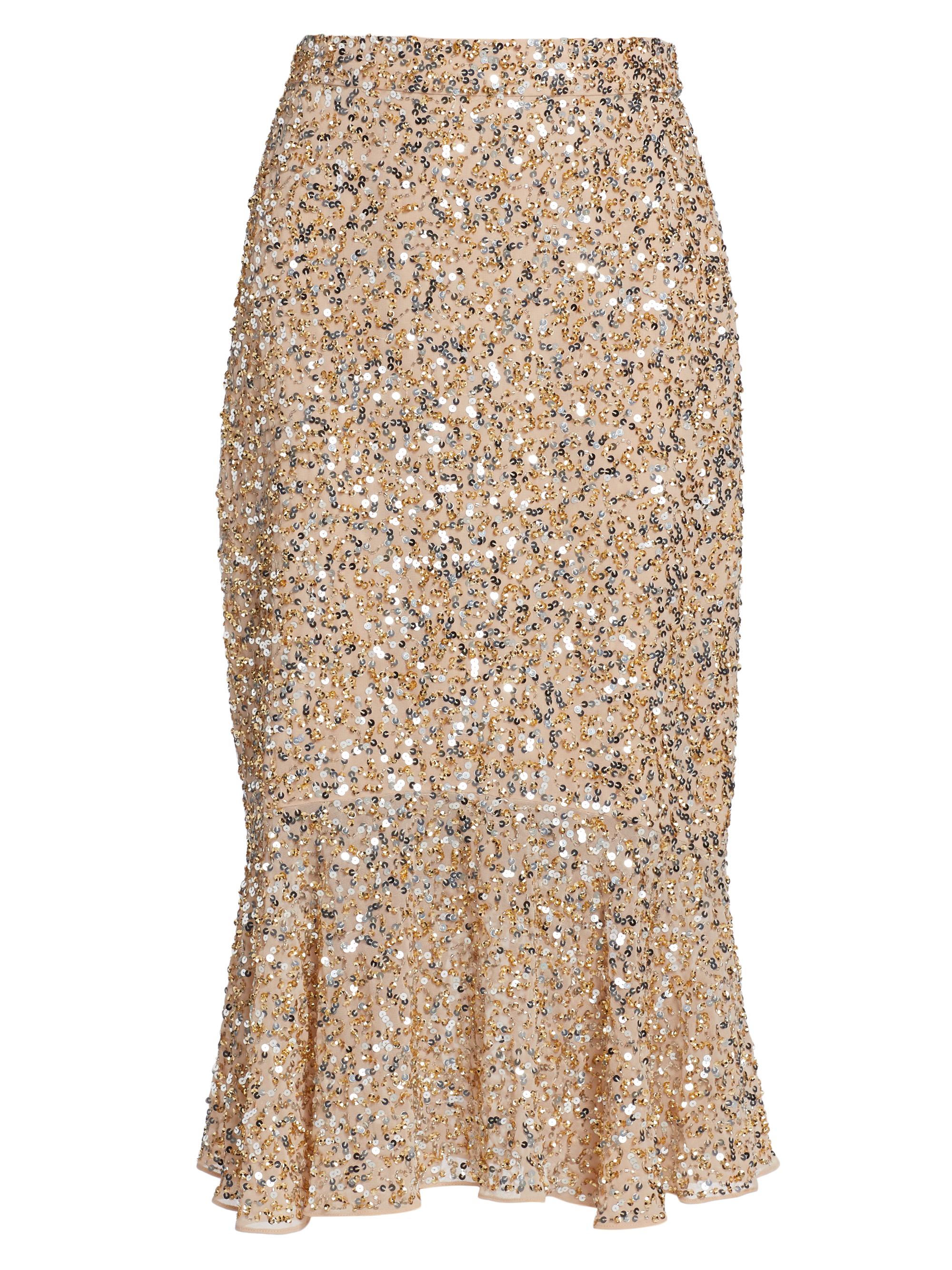 Mac Duggal Women's Sequined Fishtail Midi-Skirt - Gold