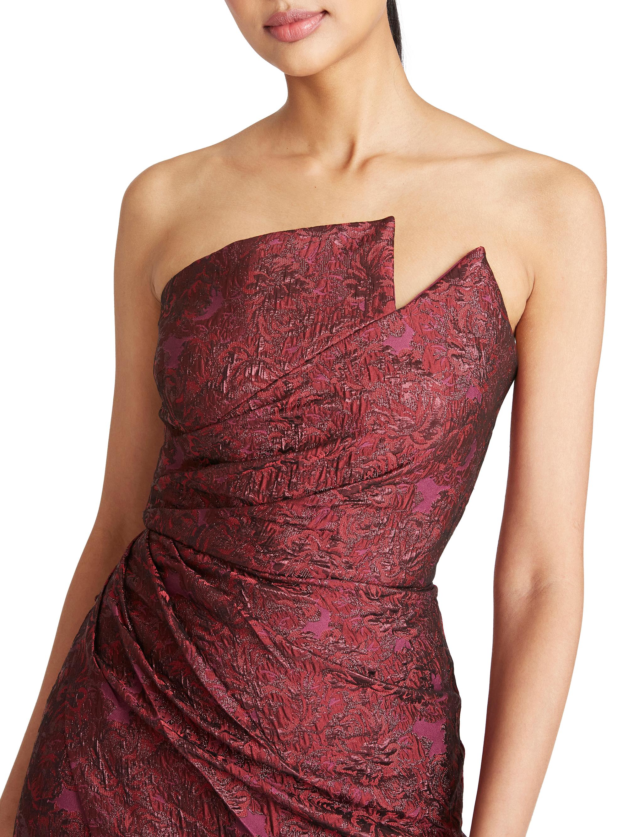 Theia Harmony Asymmetric Stretch Jacquard Gown | Saks Fifth Avenue