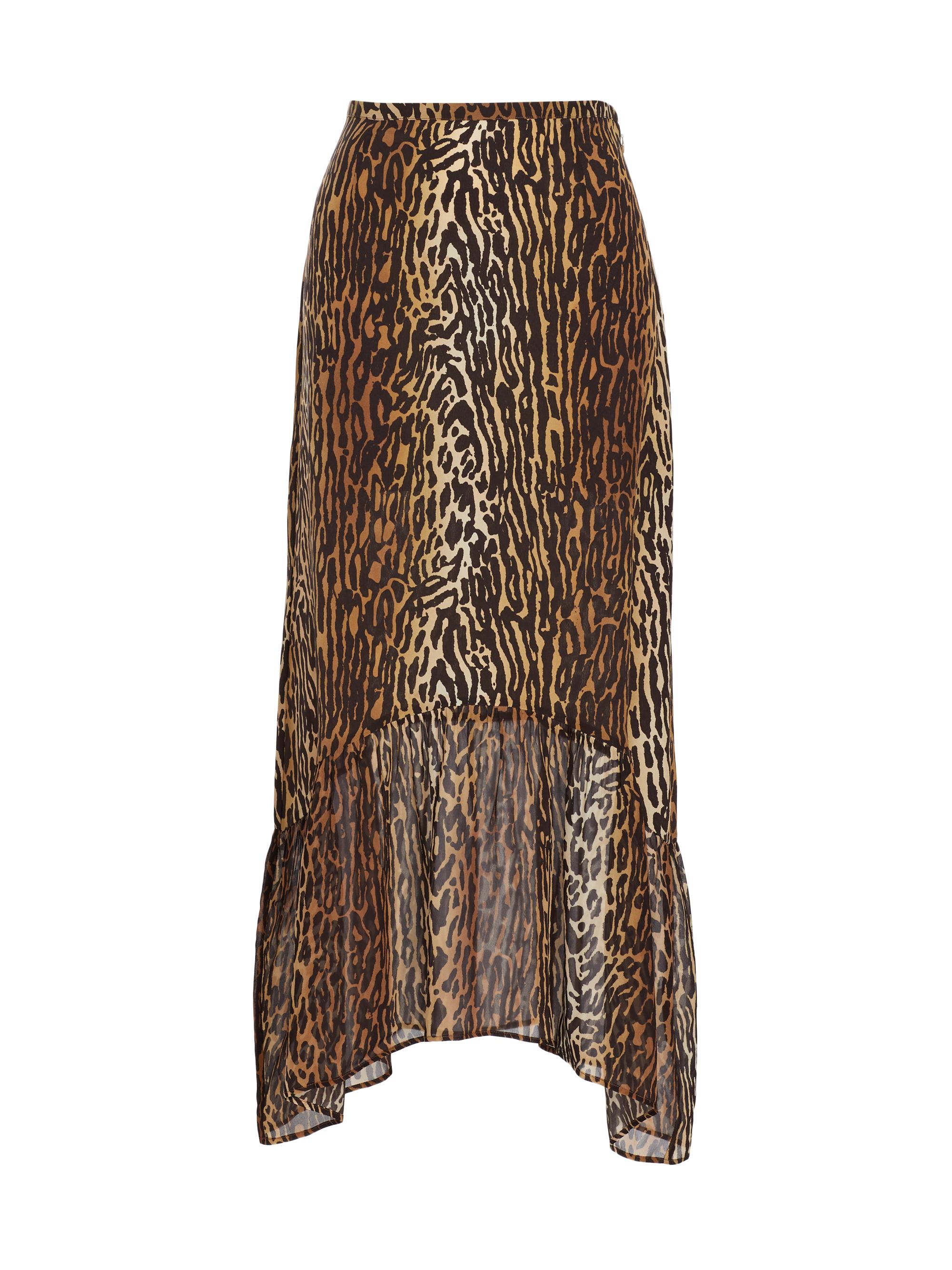 Rixo Women's Leandra Leopard Silk Midi-Skirt - Bohemia Leopard