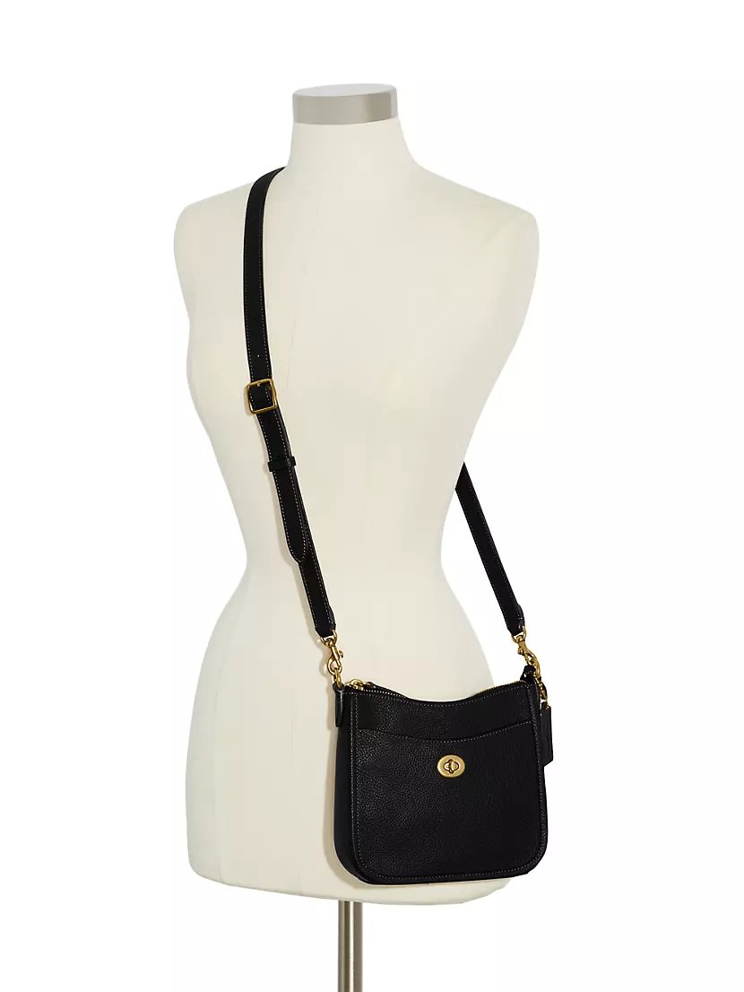 Coach Polished Pebbled Leather Cassie Crossbody 19, B4/Black, One Size:  Handbags