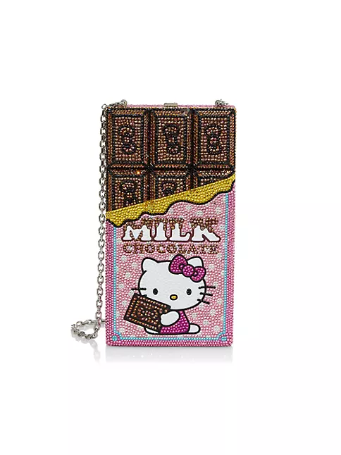Judith Leiber x Hello Kitty Candy Bar Crystal Clutch in Silver Light Rose Multi