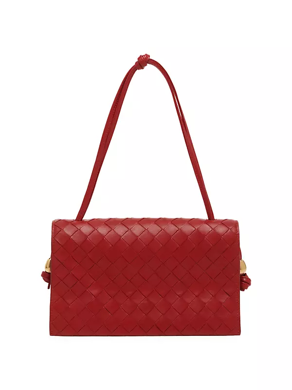 BOTTEGA VENETA Intrecciato Leather Crossbody Messenger Bag Red