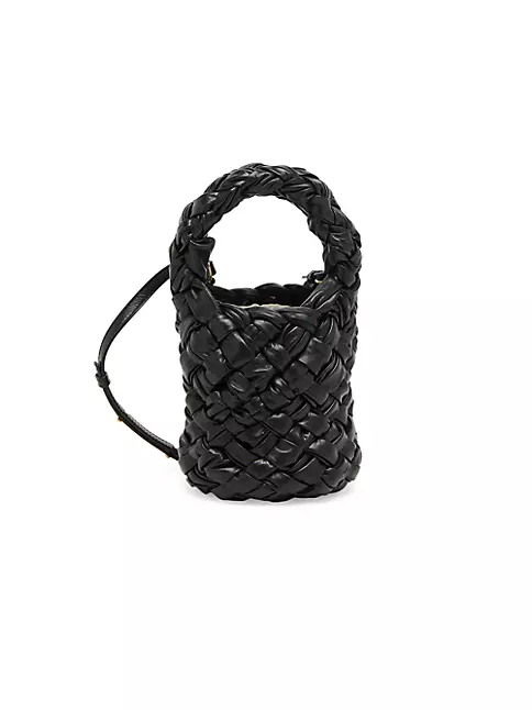 Bottega Veneta Mini Kalimero Intrecciato Leather Bucket Bag Black