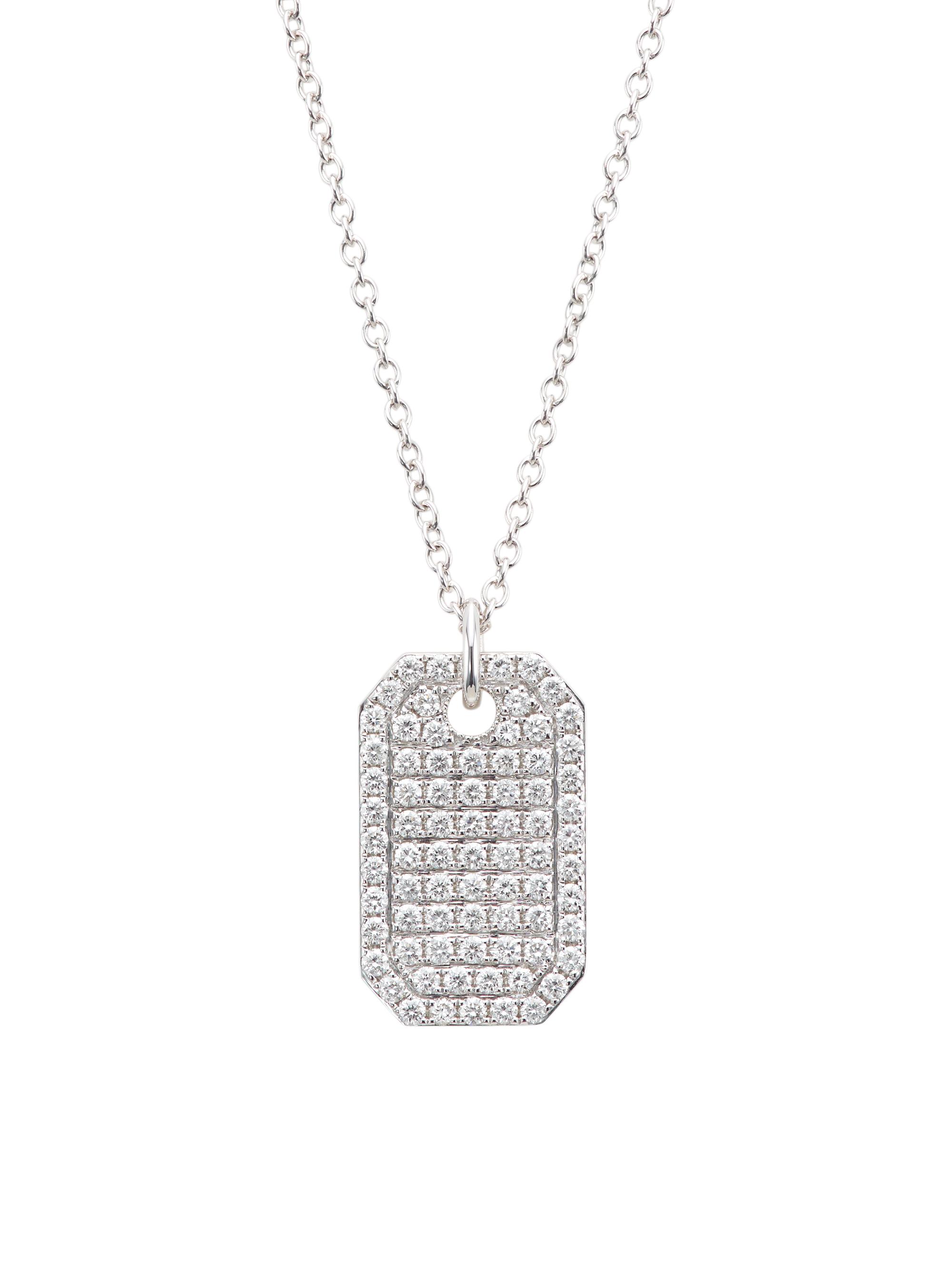 Saks Fifth Avenue Collection Women's 14K White Gold & 0.90 TCW Diamond Dog Tag Necklace - White Gold