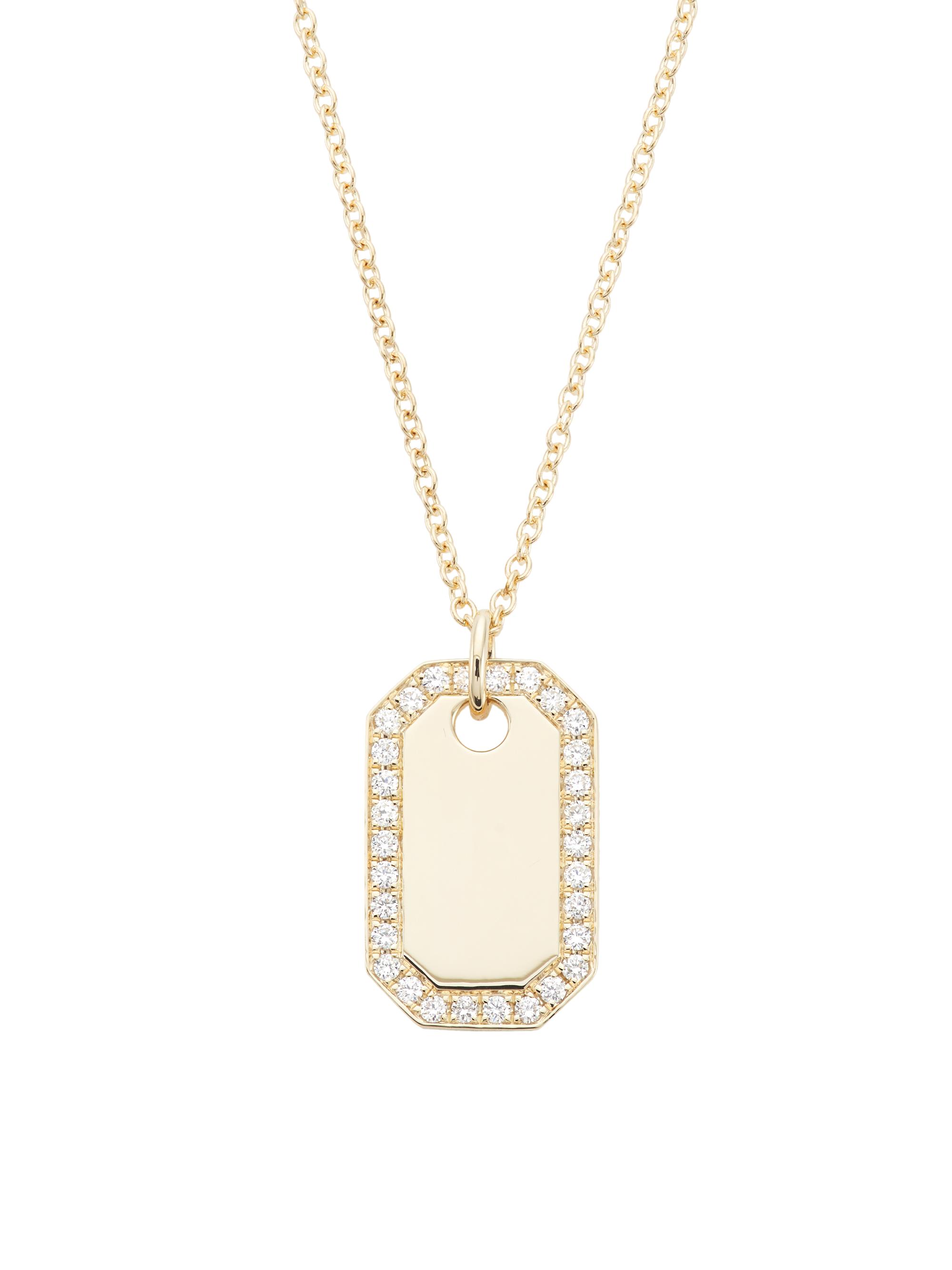 Saks Fifth Avenue Collection Women's 14K Yellow Gold & 0.40 TCW Diamond Dog Tag Necklace - Yellow Gold