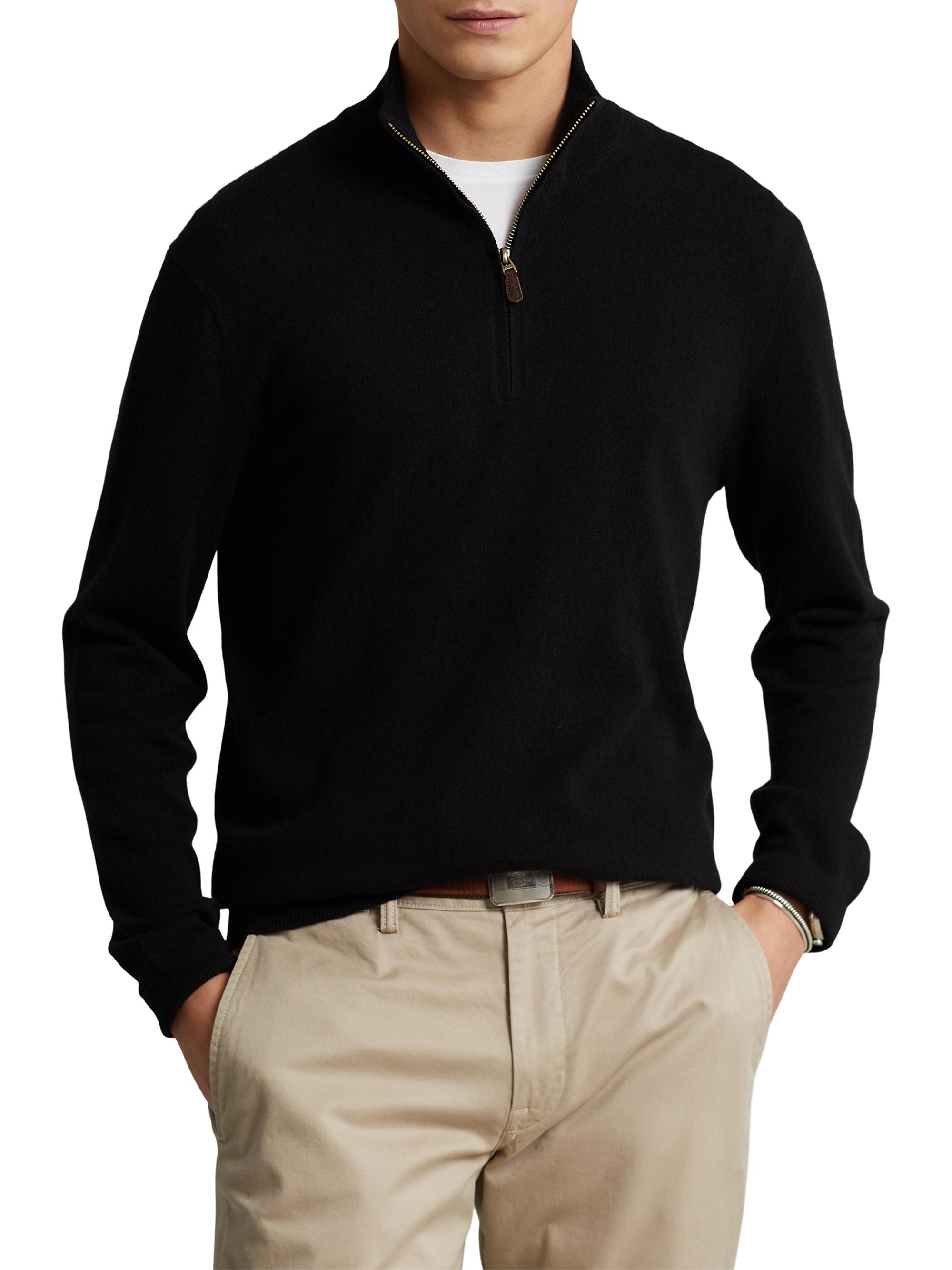 Polo Ralph Lauren Men's Wool Quarter-Zip Sweater - Polo Black