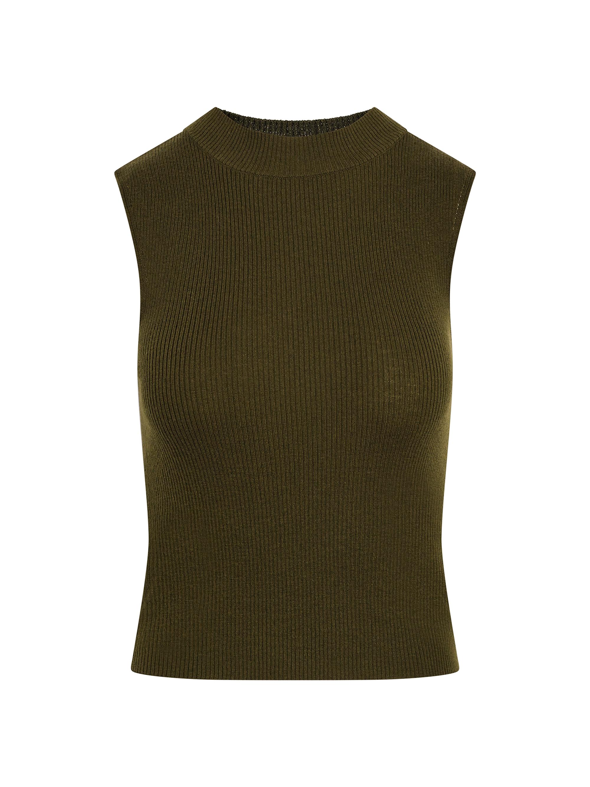 Hudson Jeans Women's Wool Rib-Knit Tank Sweater - Olive Green