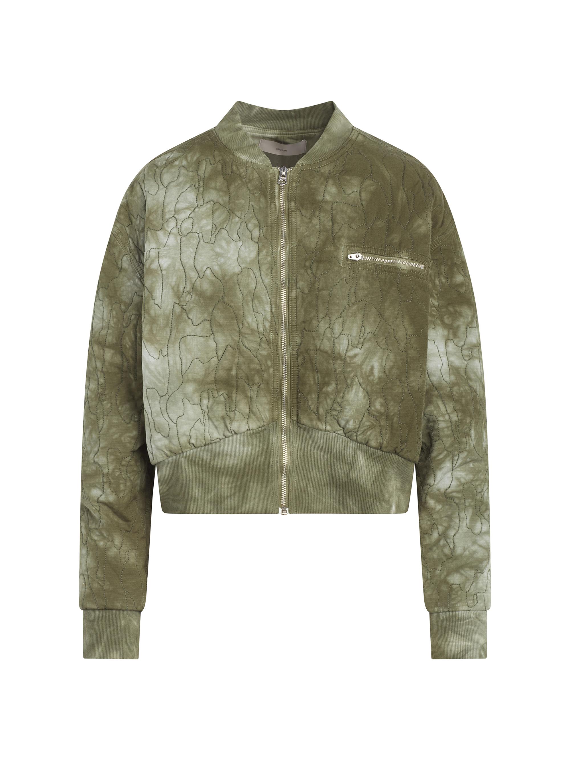 Hudson Jeans Women's Cropped Embroidered Bomber Jacket - Embroidered Camo