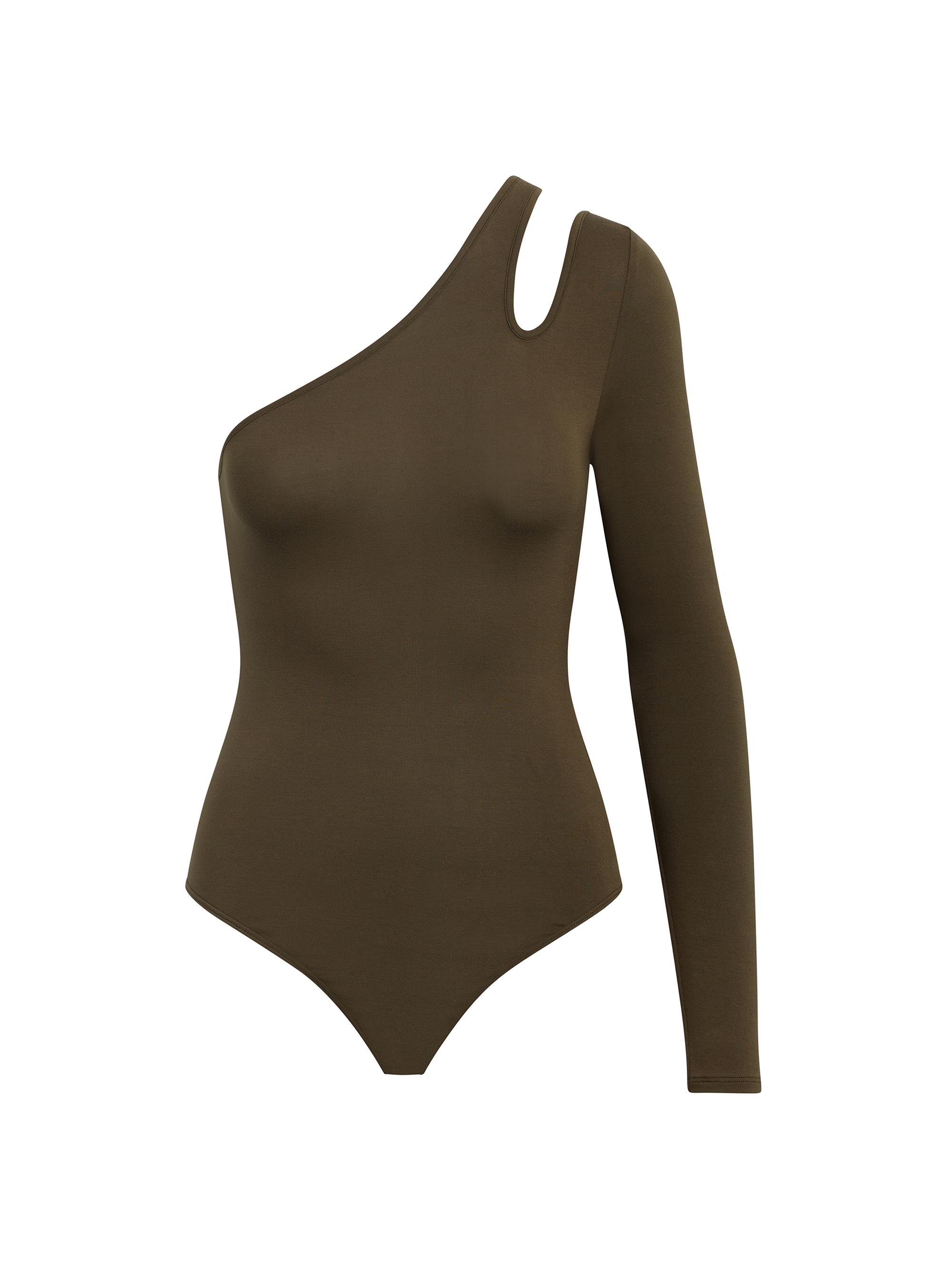 Hudson Jeans Women's Asymmetrical Long Sleeve Bodysuit - Olive Night