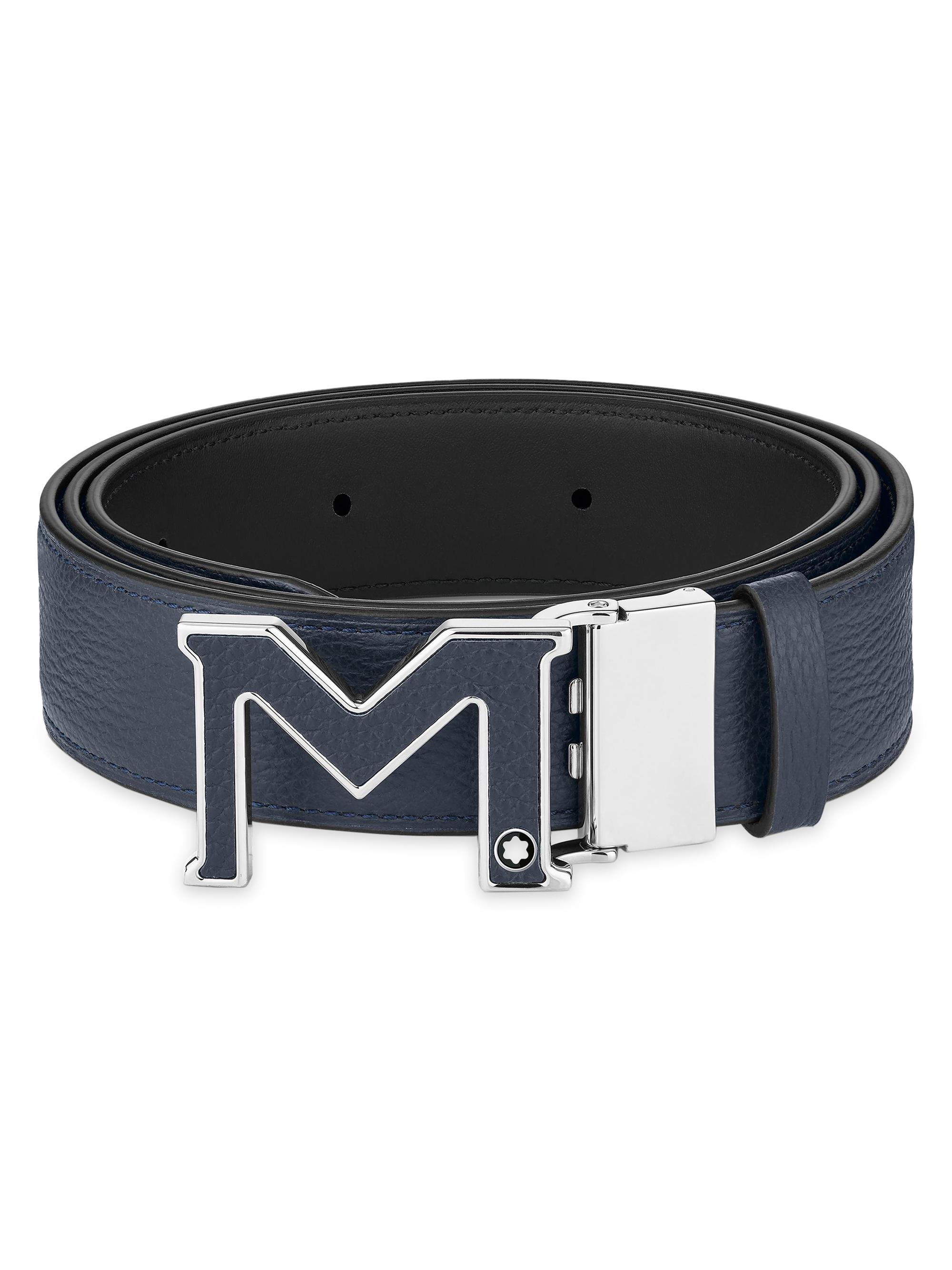 Montblanc en's Leather  Buckle Belt - Black