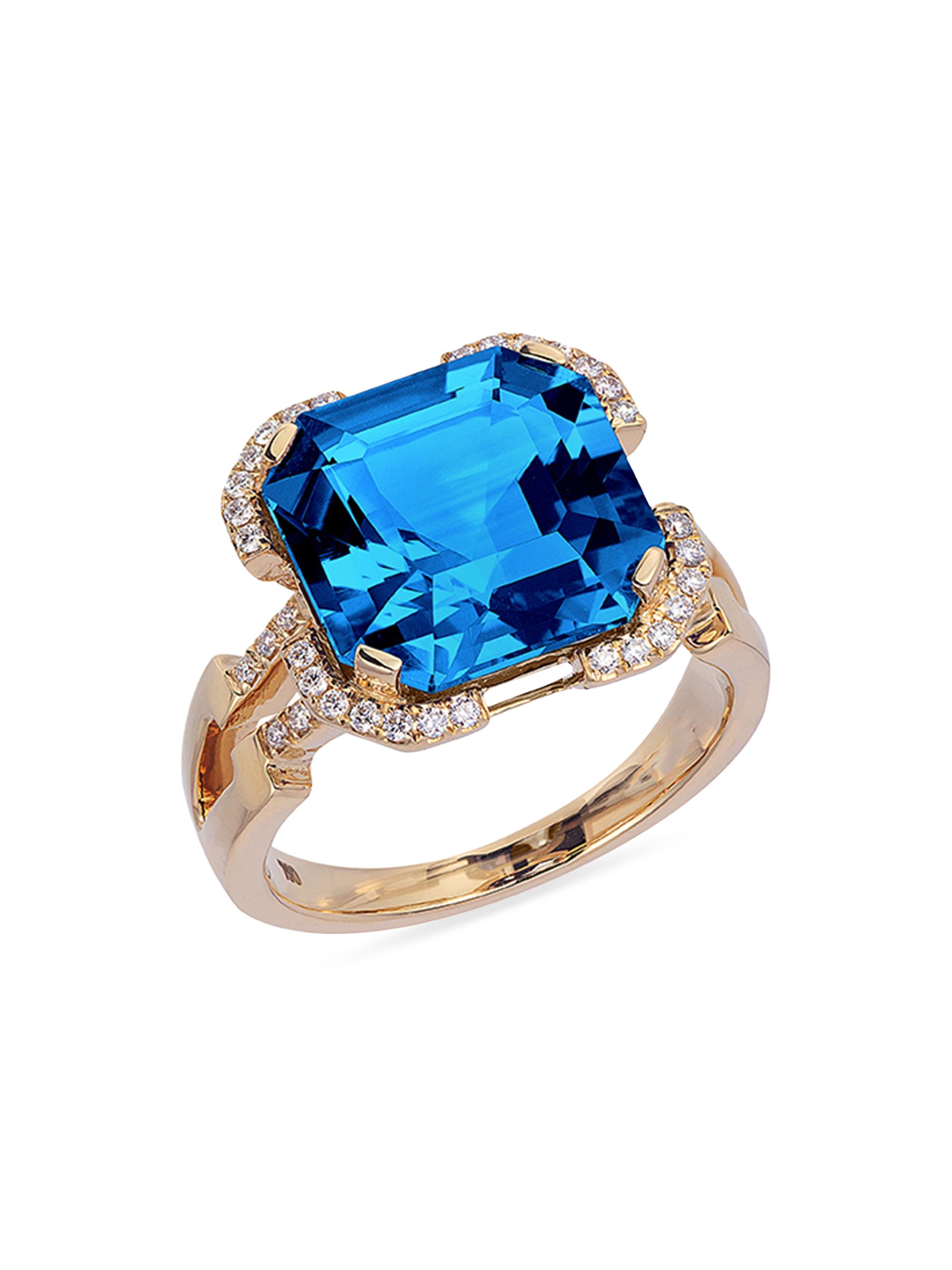 Goshwara Women's Gossip 18K Gold, Diamond & Blue Topaz Cocktail Ring - Blue