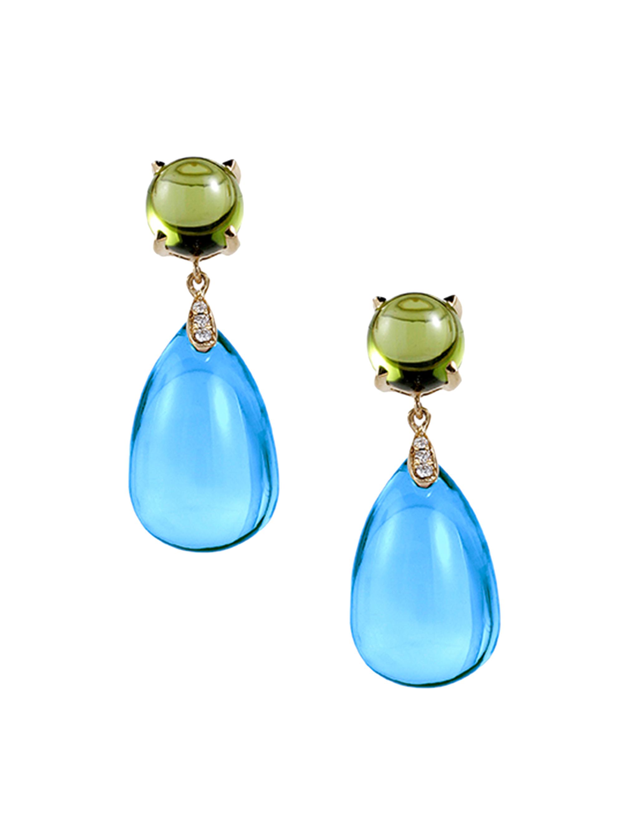 Goshwara Women's Naughty 18K Gold, Blue Topaz & Peridot Drop Earrings