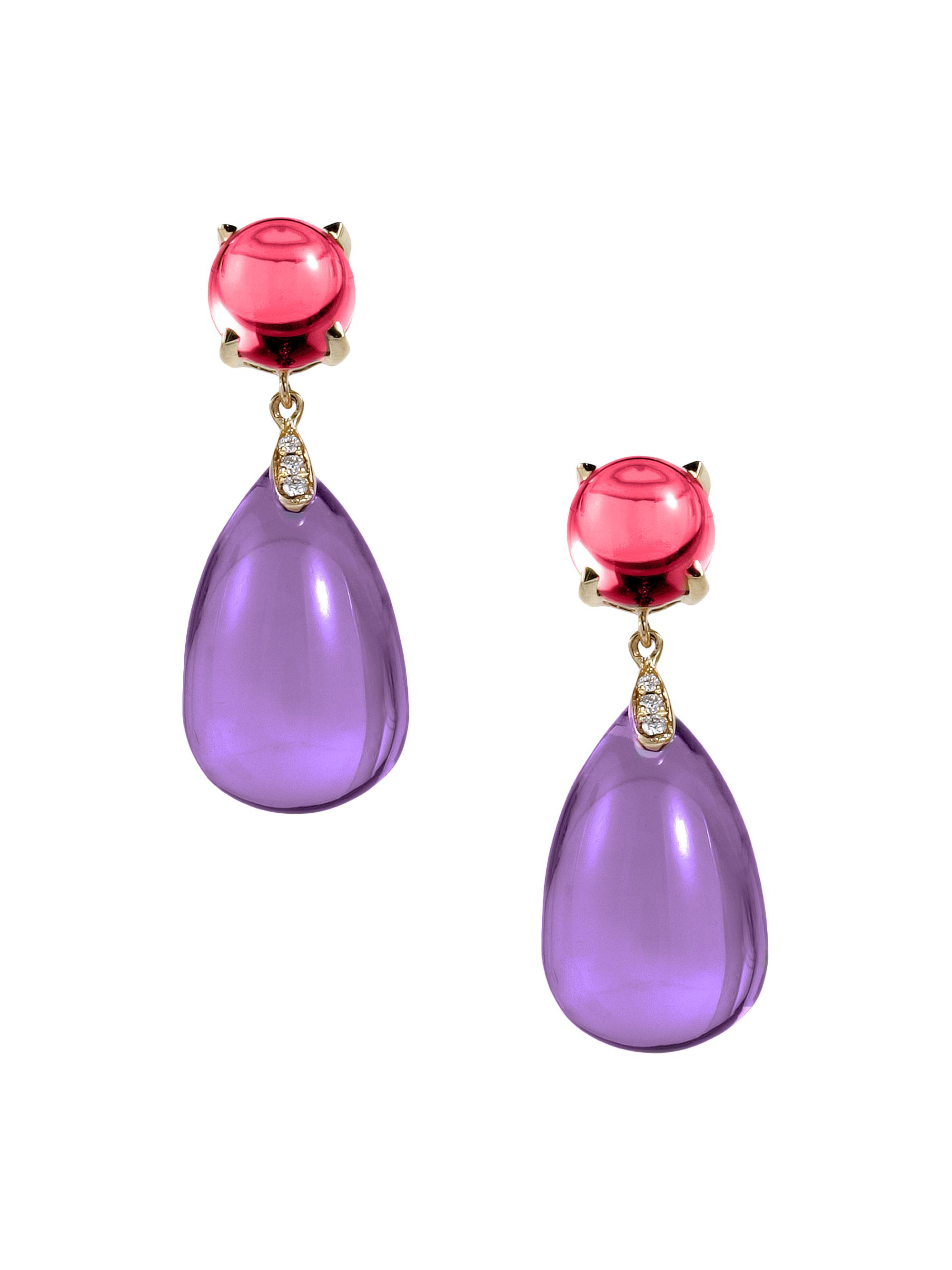 Goshwara Women's Naughty 18K Gold, Amethyst & Garnet Drop Earrings - Purple