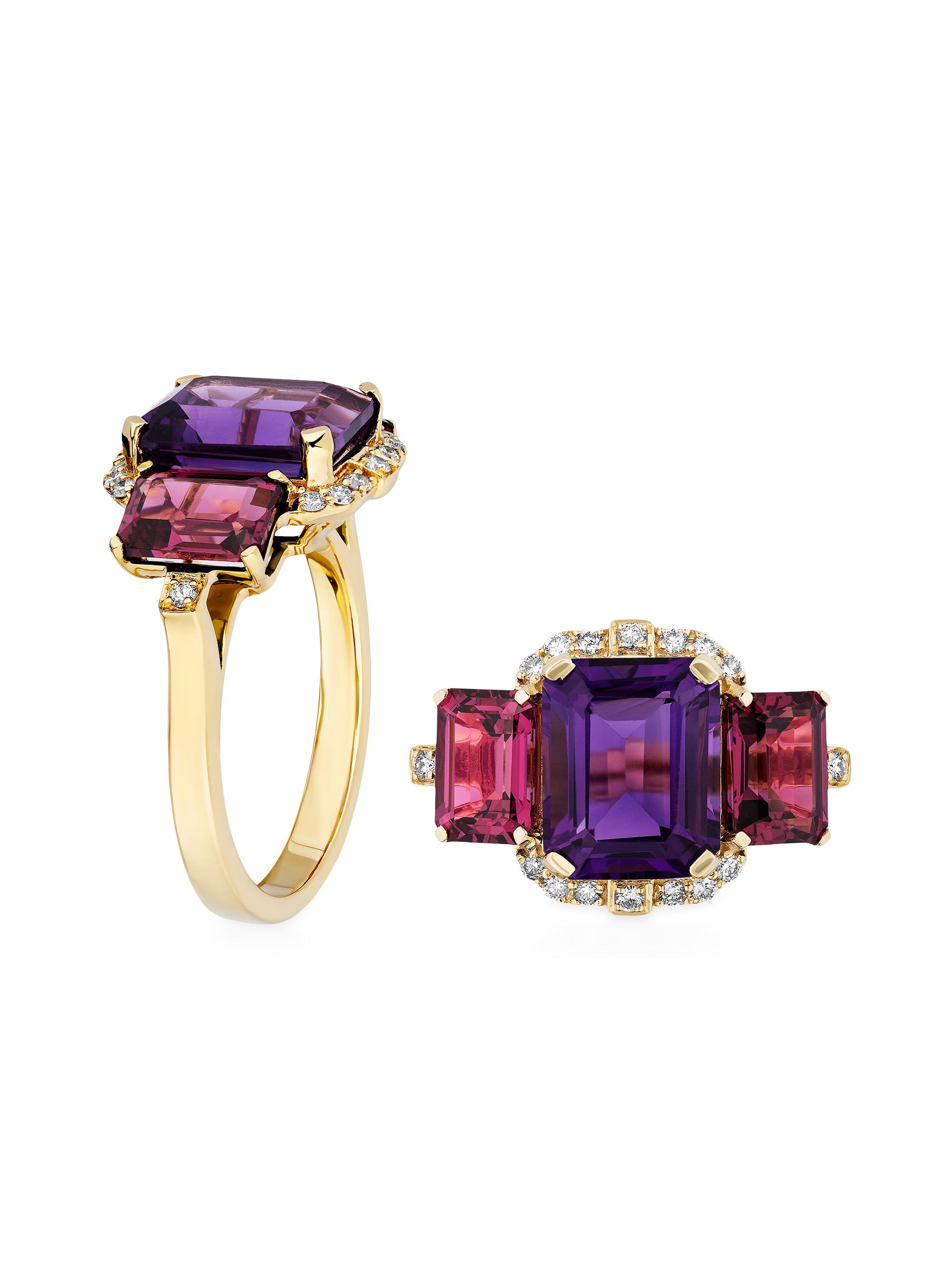 Goshwara Women's Gossip 18K Gold, Diamond, Amethyst & Garnet Cocktail Ring - Purple