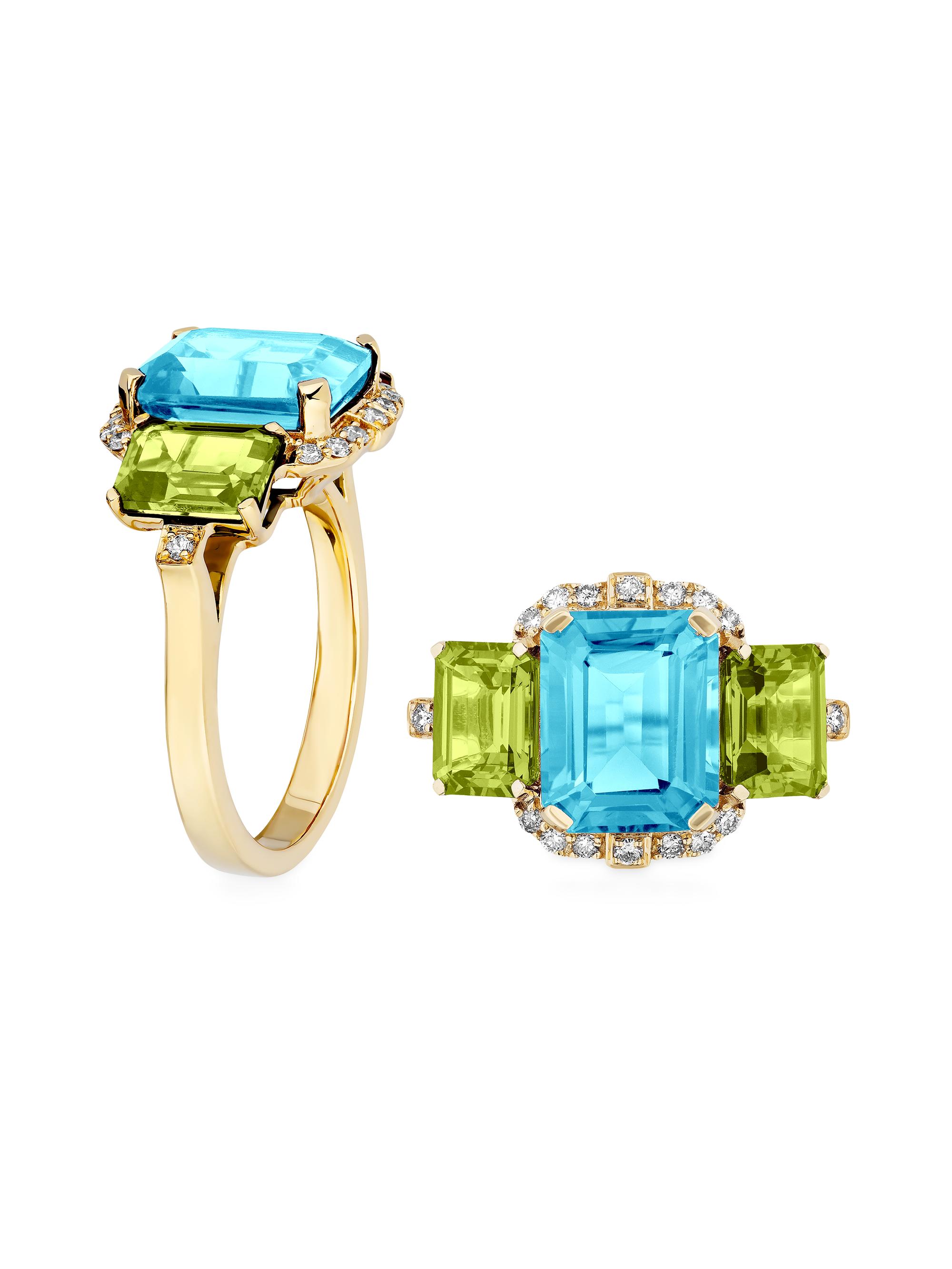 Goshwara Women's Gossip 18K Gold, Diamond, Peridot & Blue Topaz Cocktail Ring