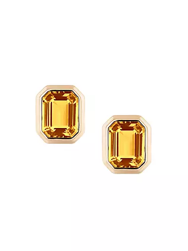 Manhattan 18K Gold & Citrine Stud Earrings