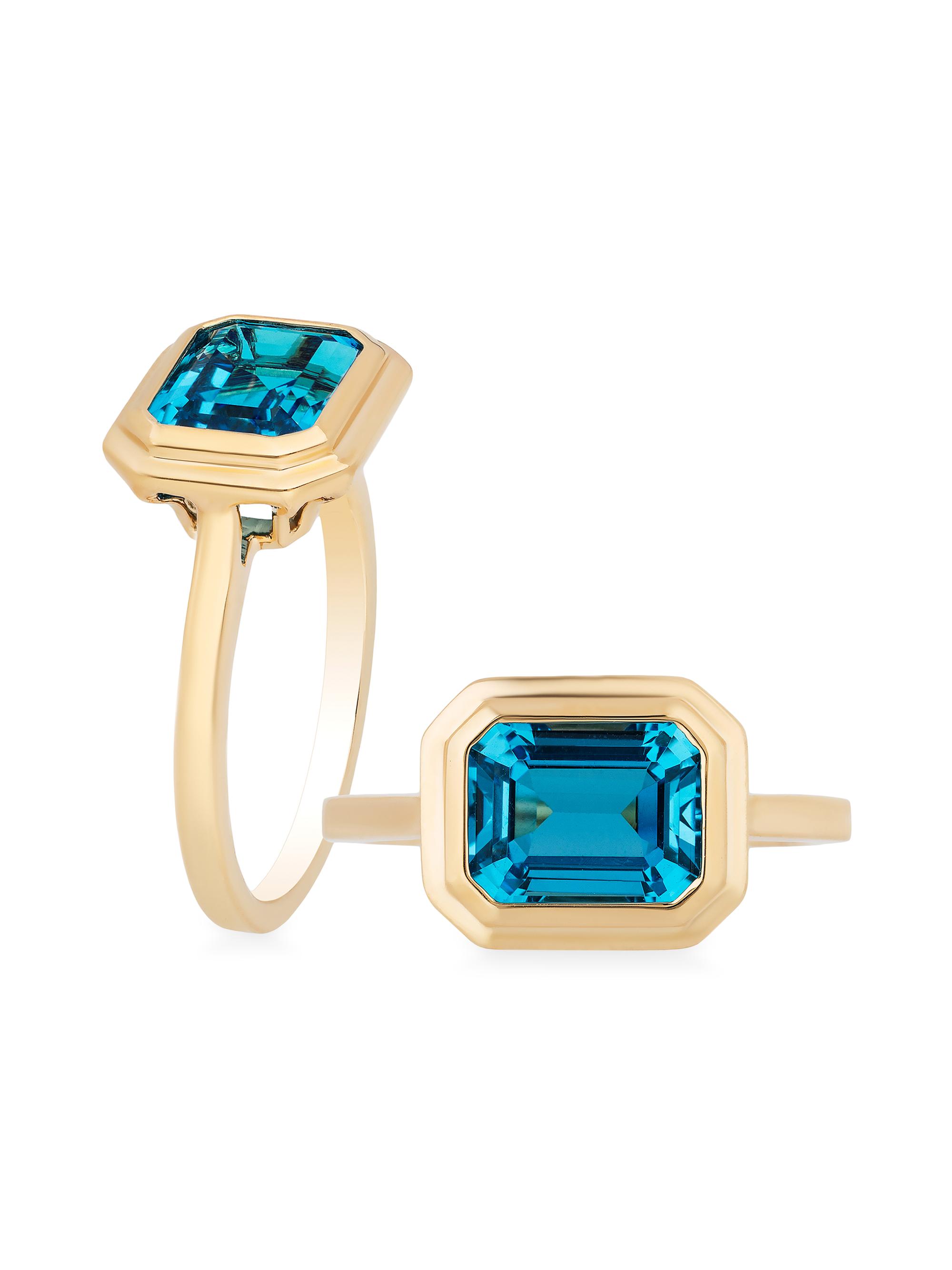Goshwara Women's Manhattan 18K Yellow Gold & London Blue Topaz Ring - Blue