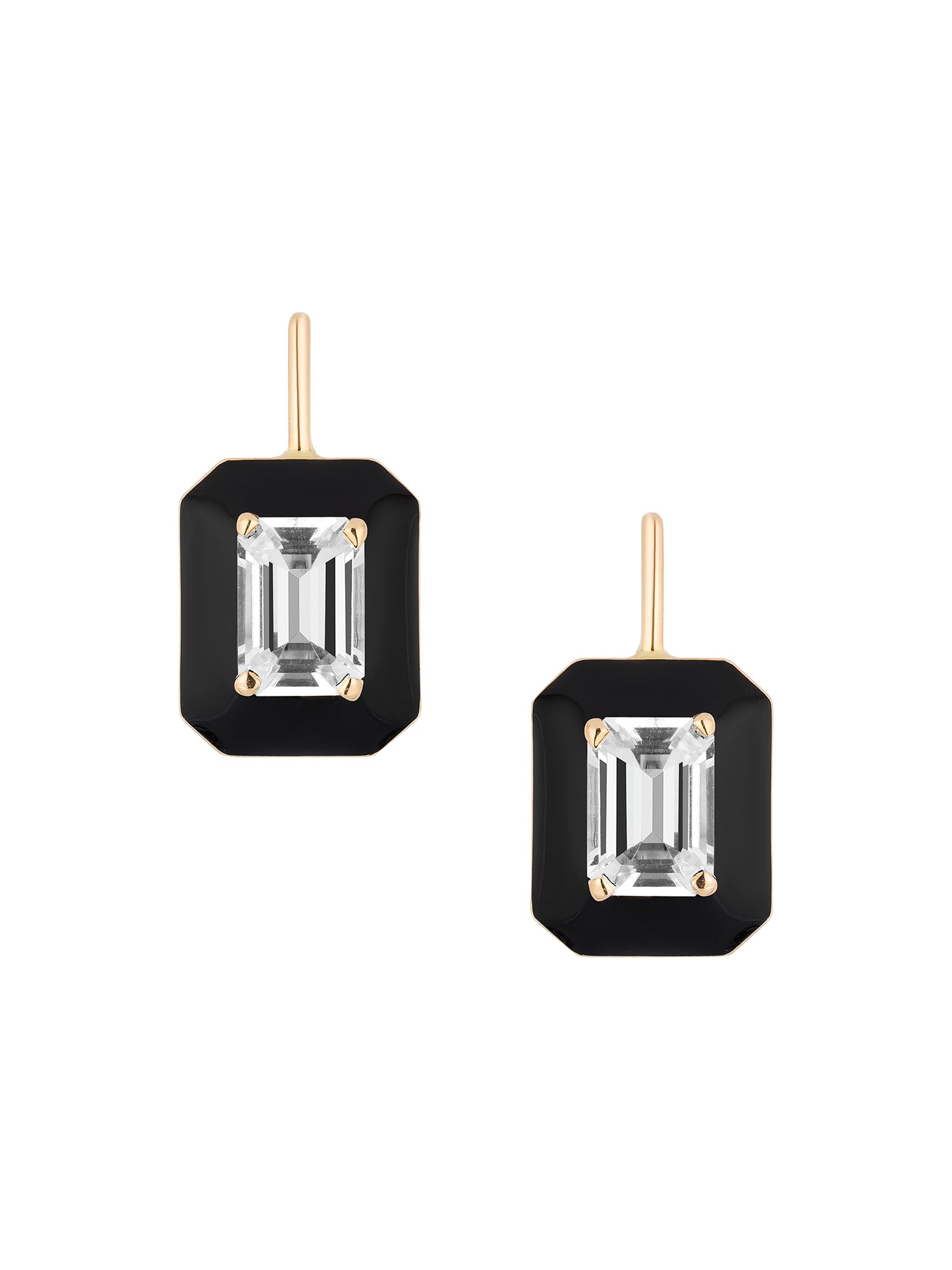 Goshwara Women's Queen 18K Yellow Gold, Rock Crystal, & Enamel Drop Earrings - Crystal