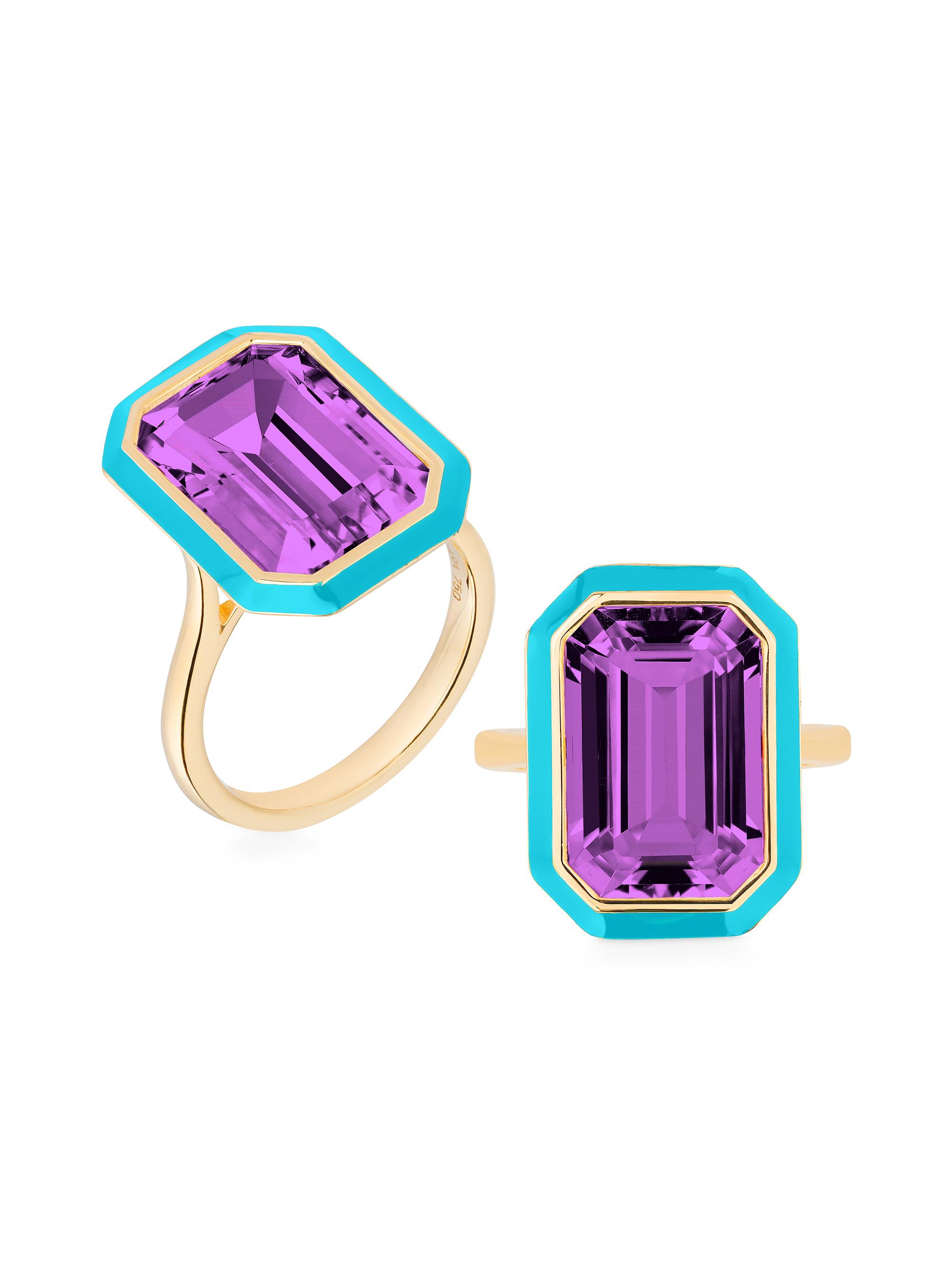 Goshwara Women's Queen 18K Yellow Gold, Amethyst, & Enamel Ring - Purple