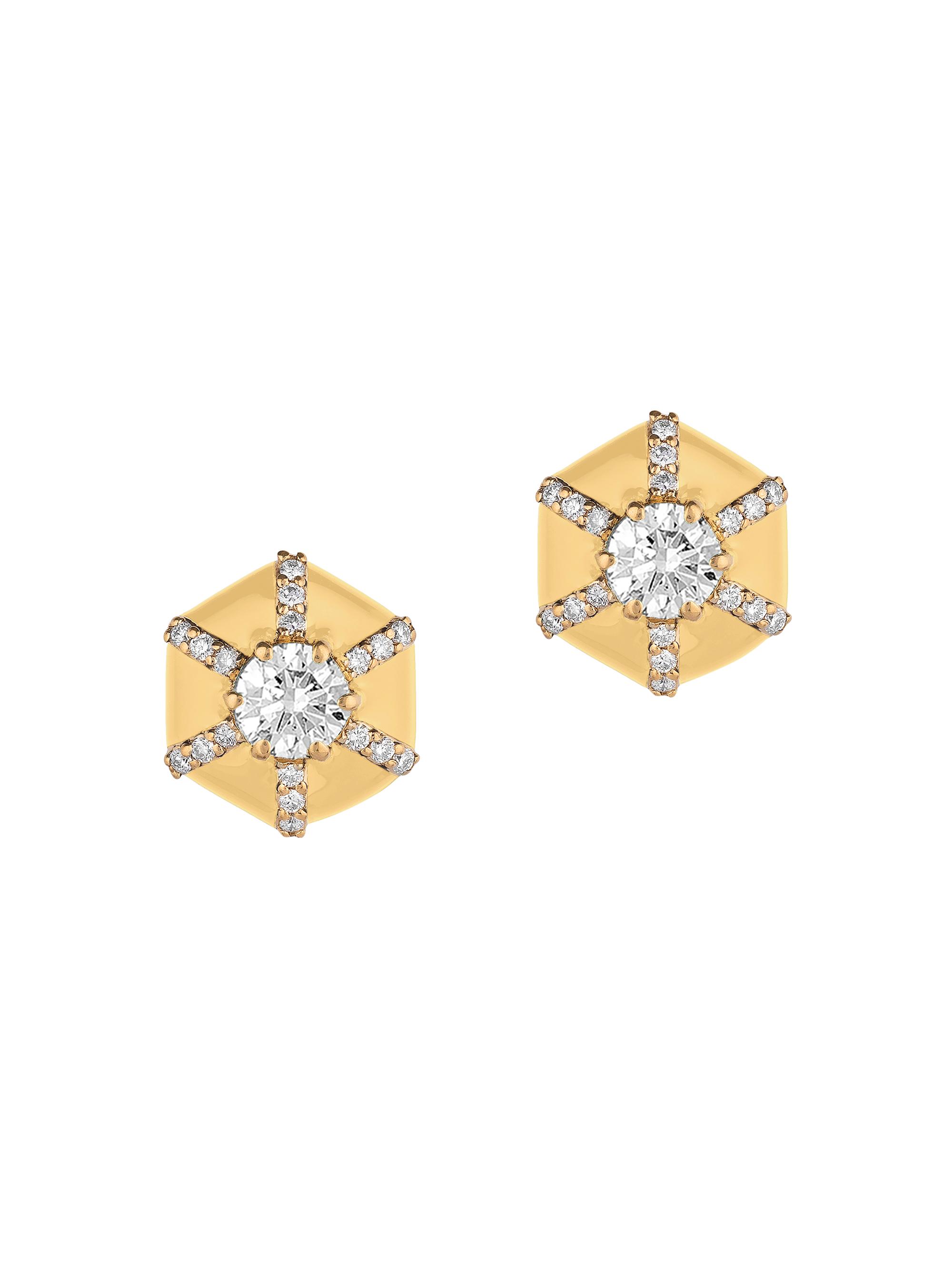 Goshwara Women's Queen 18K Yellow Gold & Diamond Hexagonal Stud Earrings - Yellow Gold