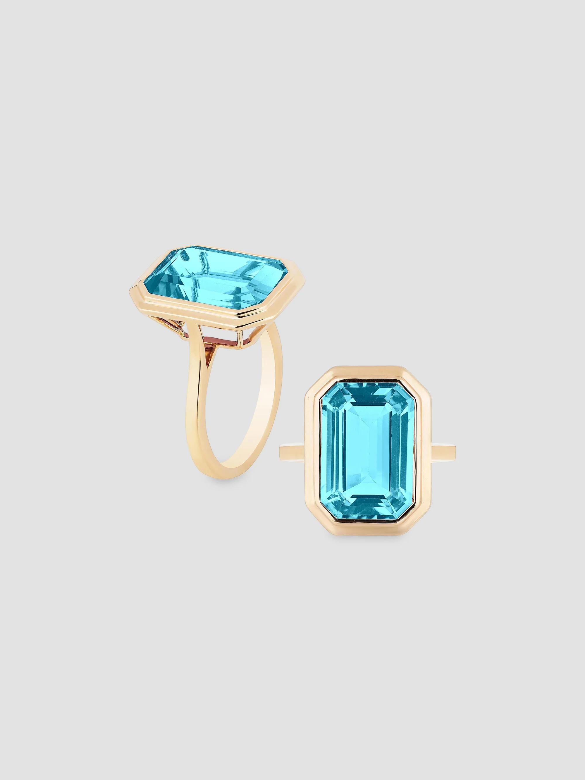 Goshwara Women's Manhattan 18K Yellow Gold & Blue Topaz Ring - Blue - Size 7