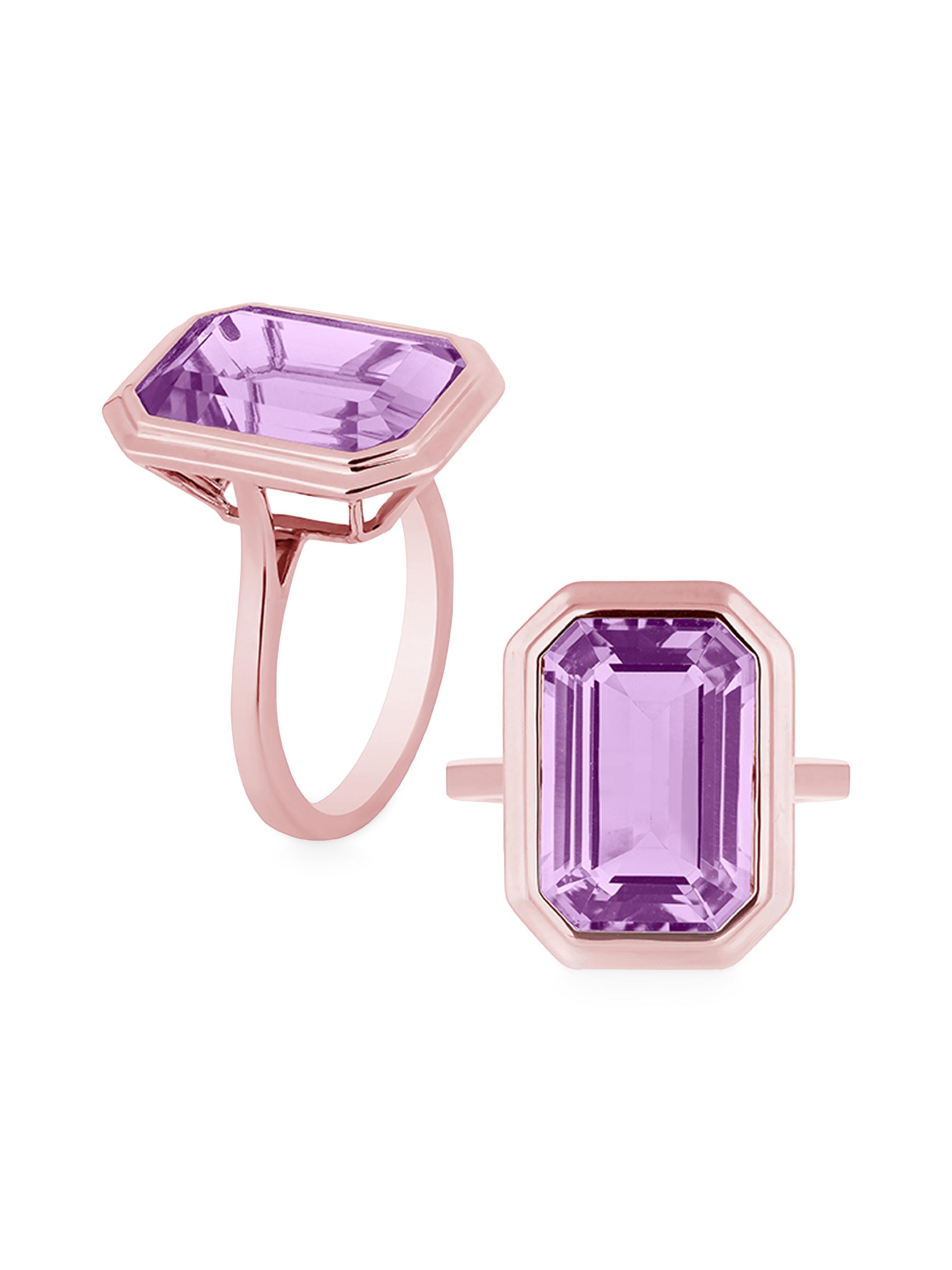 Goshwara Women's Manhattan 18K Rose Gold & Lavender Amethyst Ring - Purple