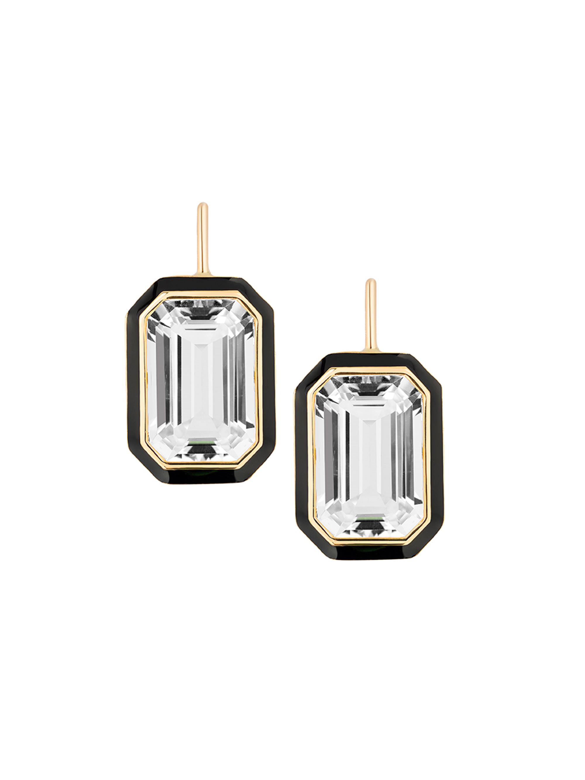 Goshwara Women's Queen 18K Yellow Gold, Rock Crystal, & Enamel Drop Earrings - Yellow Gold