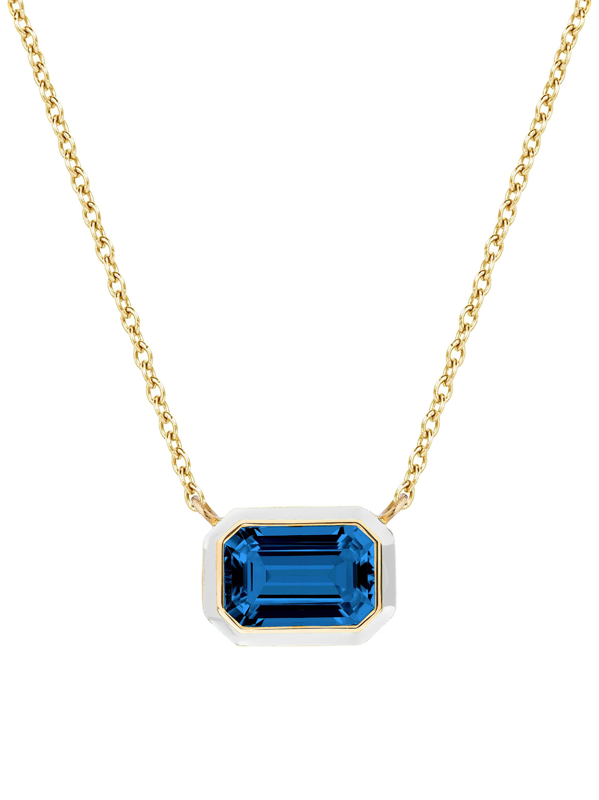 Goshwara Women's Queen 18K Yellow Gold, London Blue Topaz, & Enamel Pendant Necklace - Blue