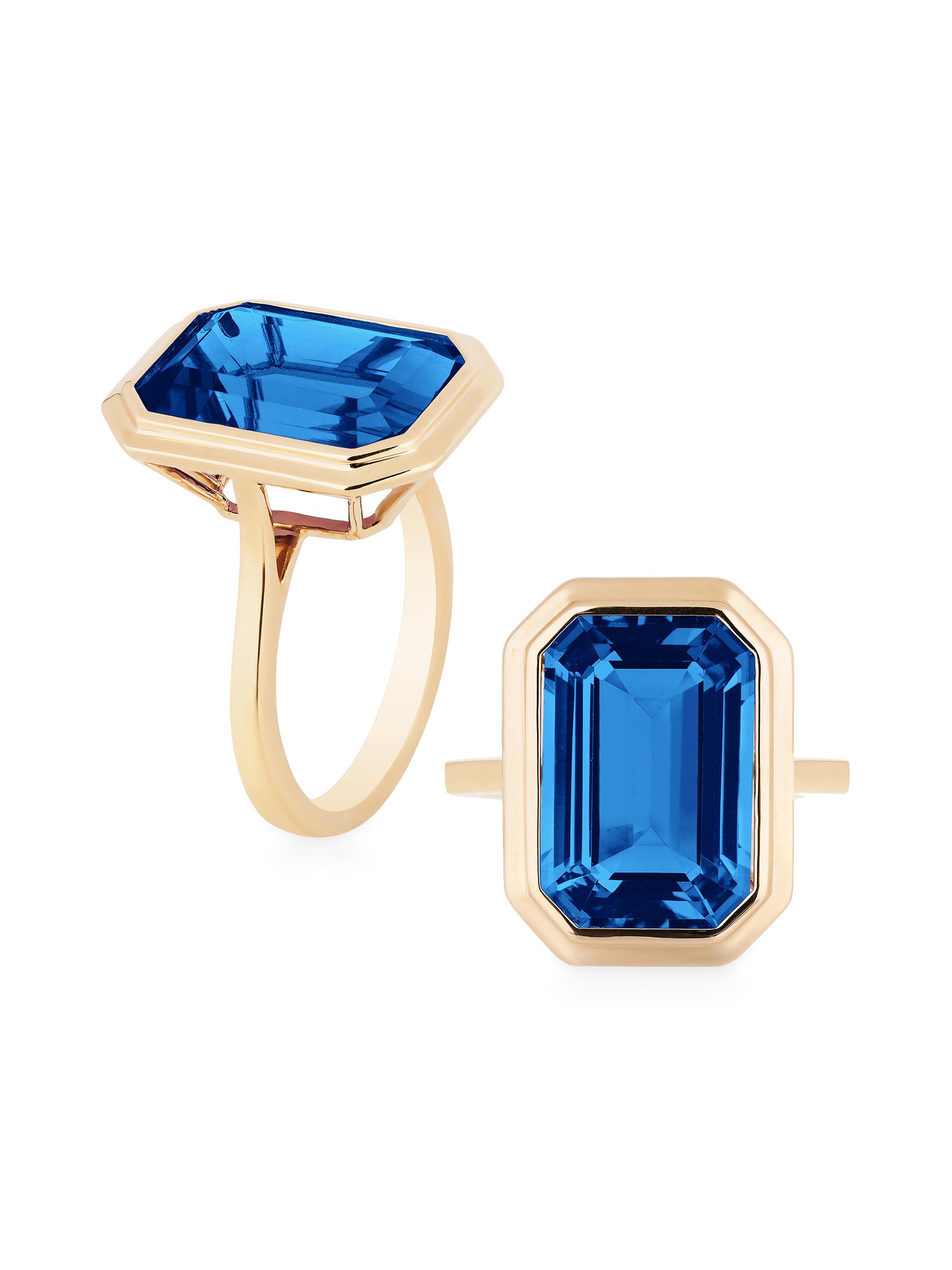 Goshwara Women's Manhattan 18K Yellow Gold & London Blue Topaz Ring - Blue