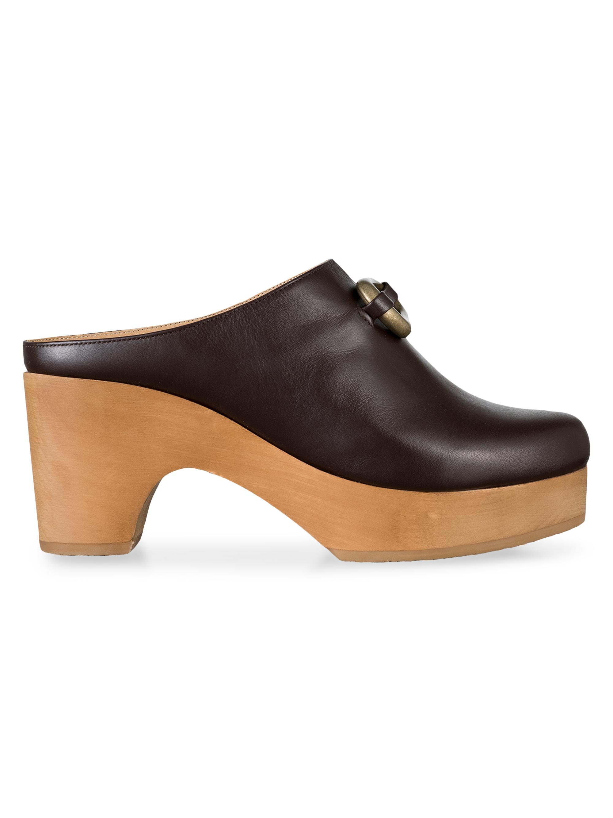 Frame Women's Le Ione Leather Clogs - Tobacco